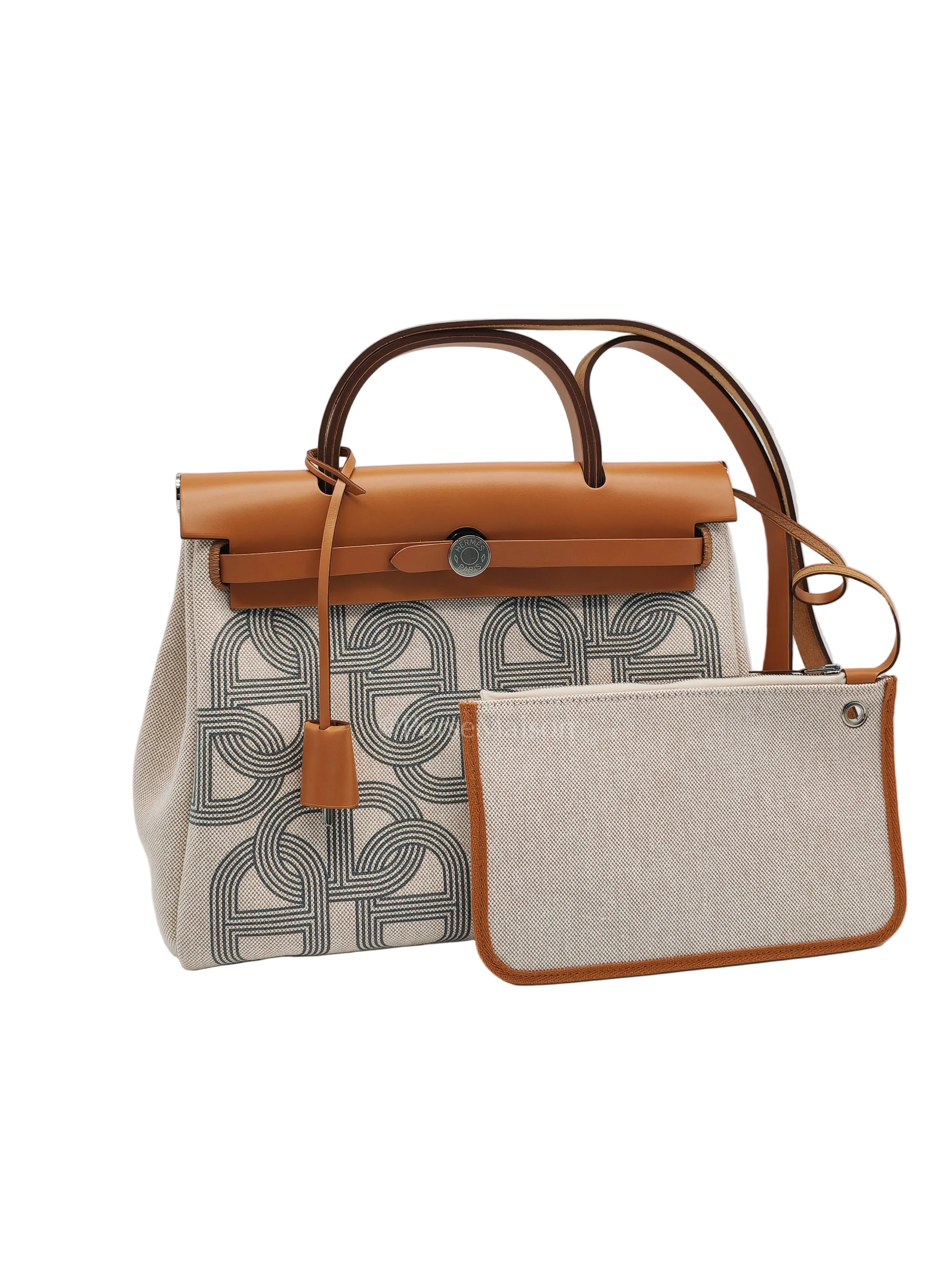 Herbag 31 H Plume Gris Meyer Beige/NatureCanvas Shoulder Bag Stamp B (2023) | Purse Maison Luxury Bags Shop