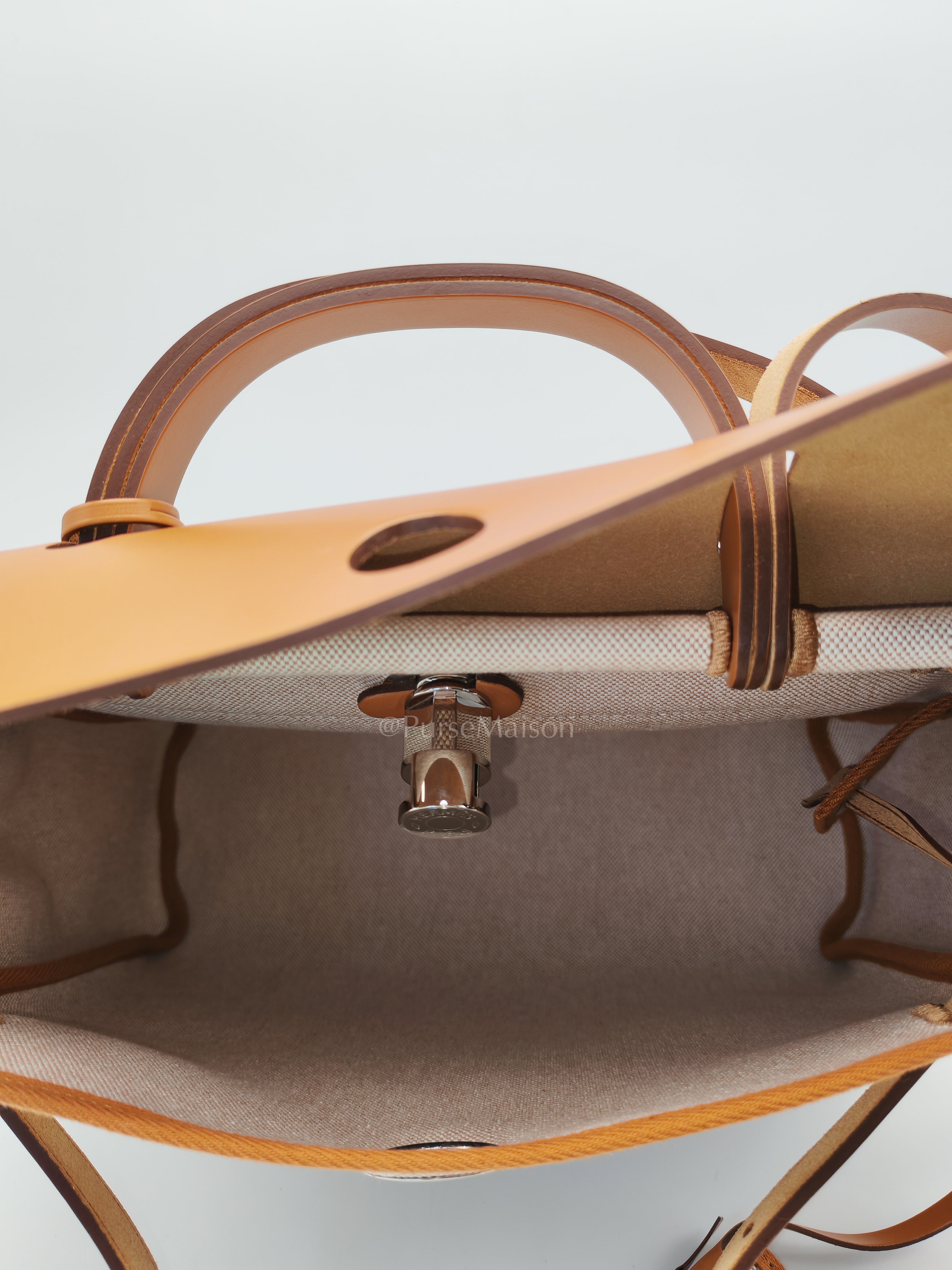 Herbag 31 H Plume Gris Meyer Beige/NatureCanvas Shoulder Bag Stamp B (2023) | Purse Maison Luxury Bags Shop