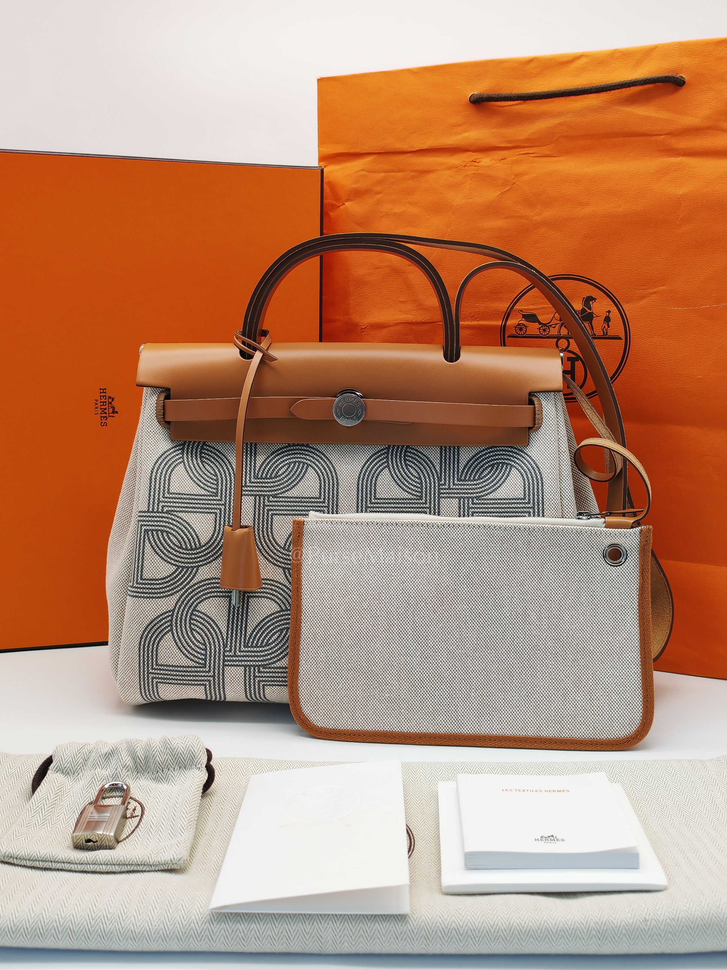 Herbag 31 H Plume Gris Meyer Beige/NatureCanvas Shoulder Bag Stamp B (2023) | Purse Maison Luxury Bags Shop