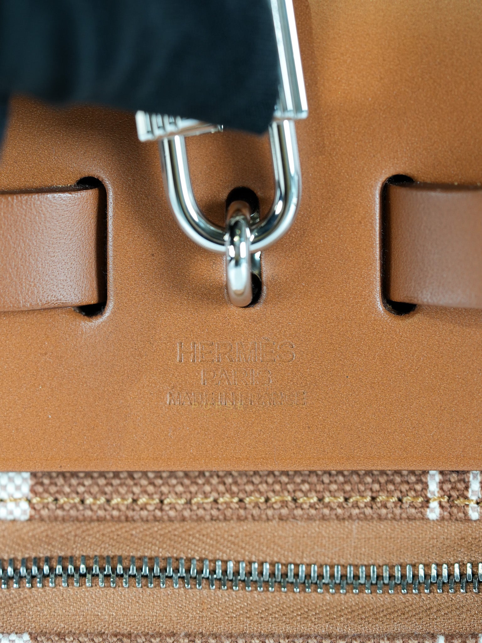 Herbag 31 in Fauve Ecru Beige Vache Hunter Toile H Vibration & Palladium Hardware Stamp U(2022) | Purse Maison Luxury Bags Shop
