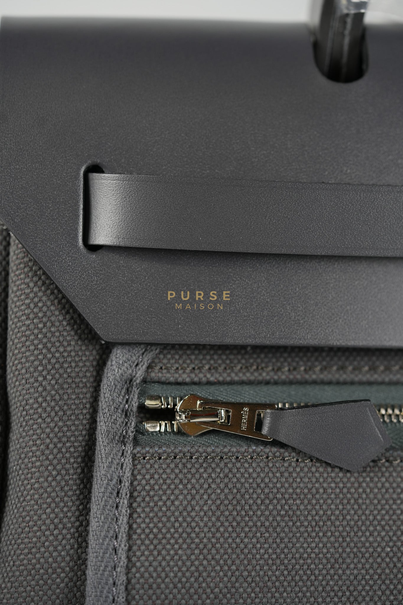 Herbag 31 in Gray Canvas and Palladium Hardware Stamp K (2025) | Purse Maison Luxury Bags Shop
