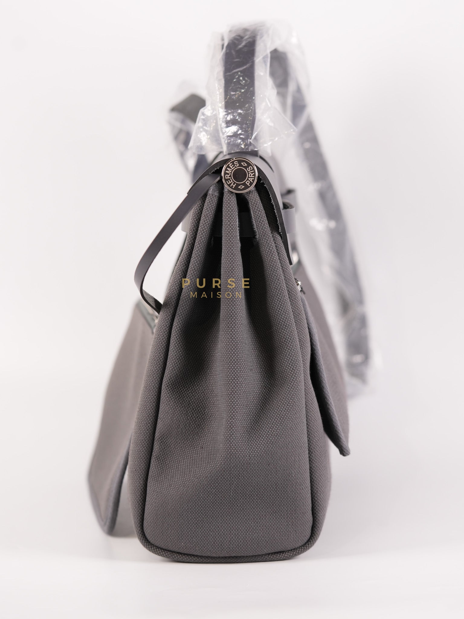 Herbag 31 in Gray Canvas and Palladium Hardware Stamp K (2025) | Purse Maison Luxury Bags Shop