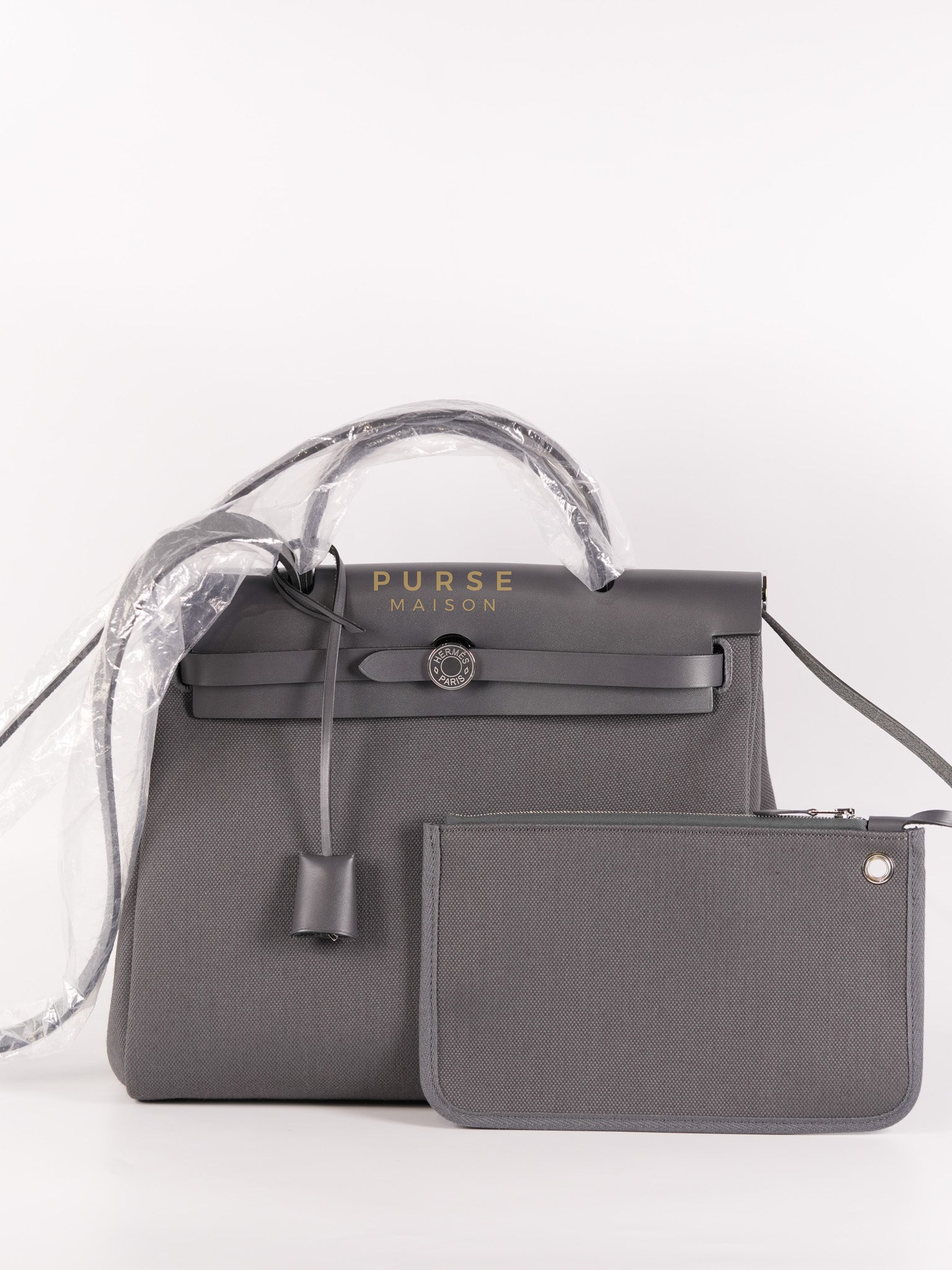 Herbag 31 in Gray Canvas and Palladium Hardware Stamp K (2025) | Purse Maison Luxury Bags Shop