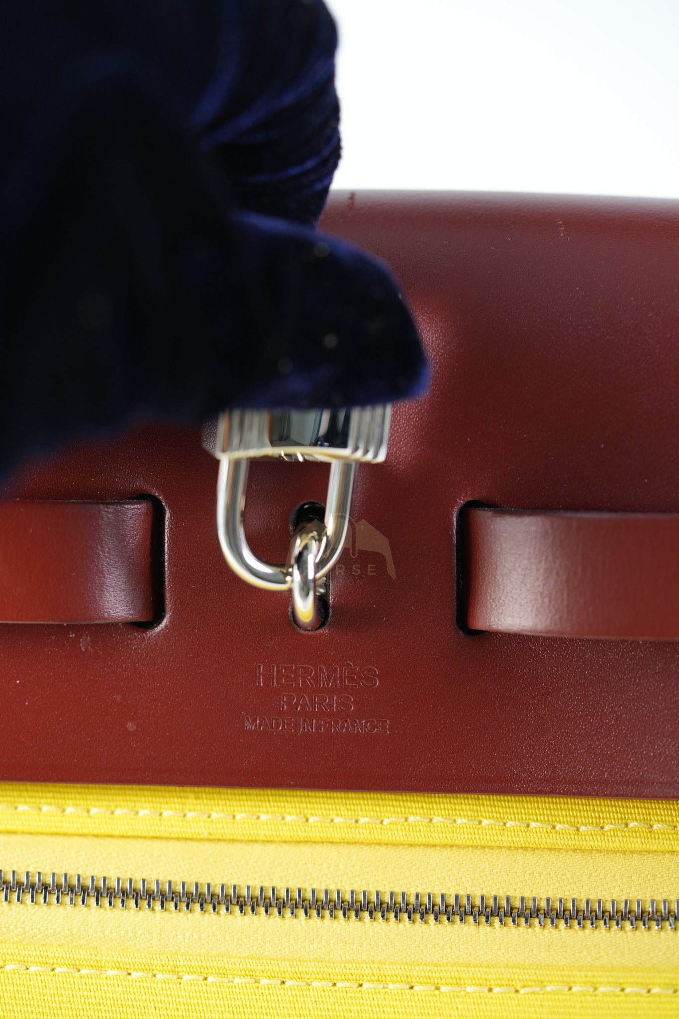 Herbag 31 in Yellow Green Leather & Palladium Hardware Stamp A (2017) | Purse Maison Luxury Bags Shop