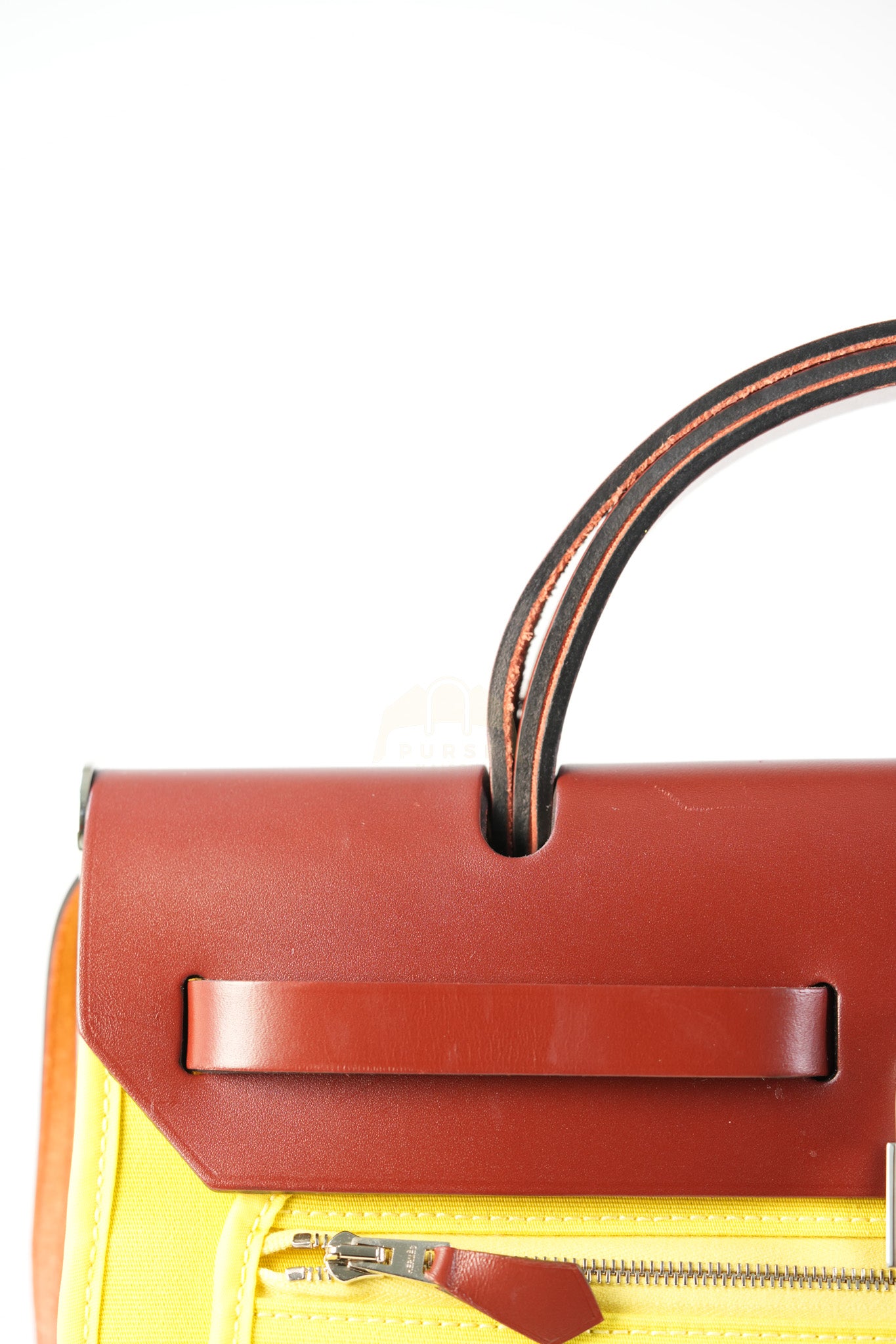 Herbag 31 in Yellow Green Leather & Palladium Hardware Stamp A (2017) | Purse Maison Luxury Bags Shop