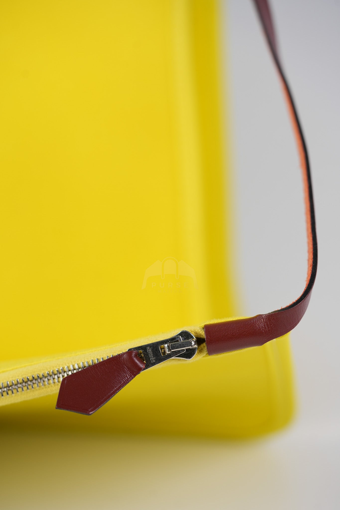 Herbag 31 in Yellow Green Leather & Palladium Hardware Stamp A (2017) | Purse Maison Luxury Bags Shop