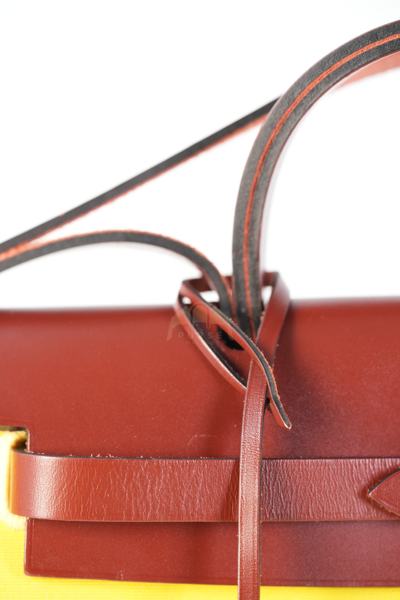 Herbag 31 in Yellow Green Leather & Palladium Hardware Stamp A (2017) | Purse Maison Luxury Bags Shop