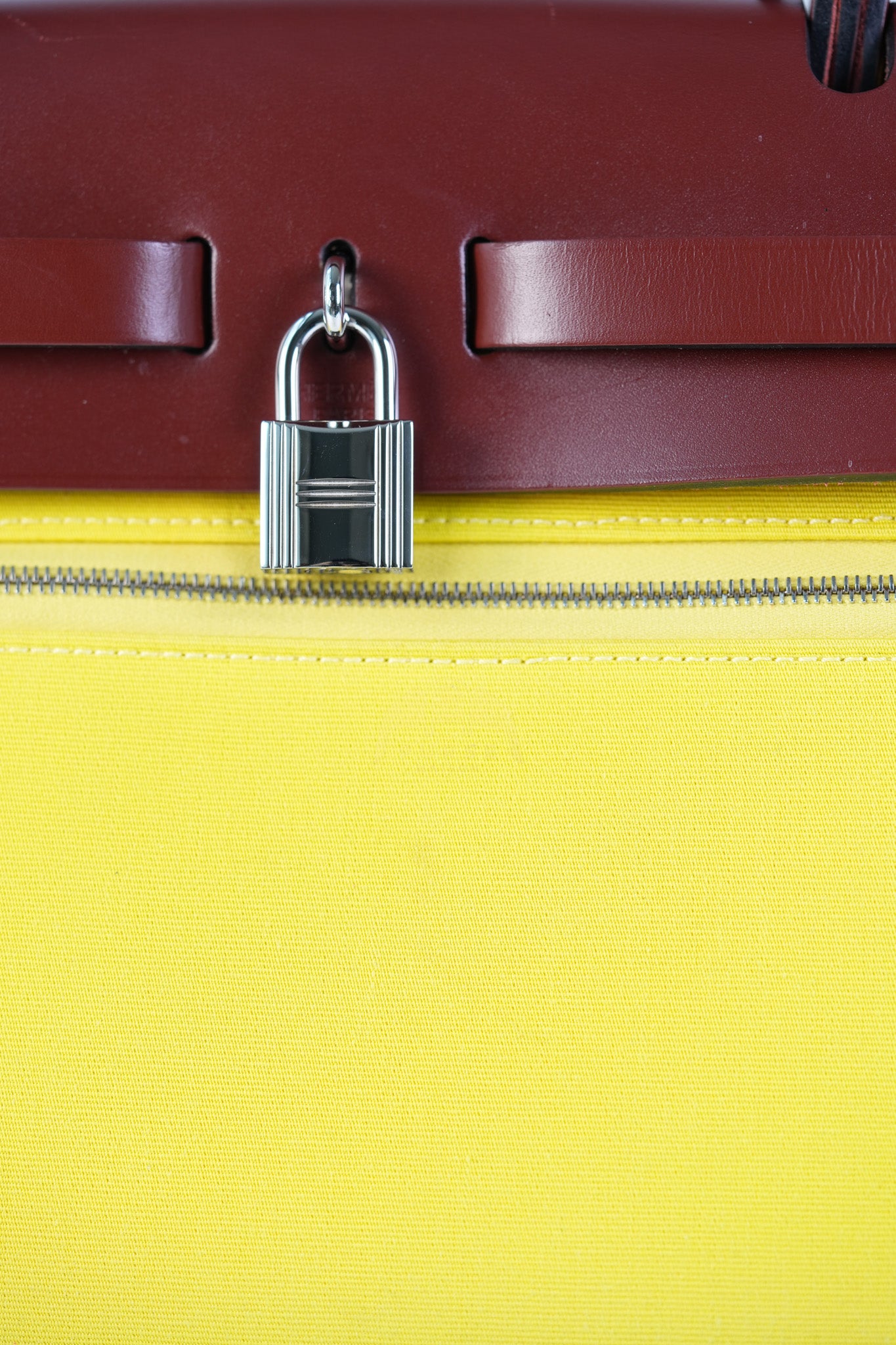 Herbag 31 in Yellow Green Leather & Palladium Hardware Stamp A (2017) | Purse Maison Luxury Bags Shop