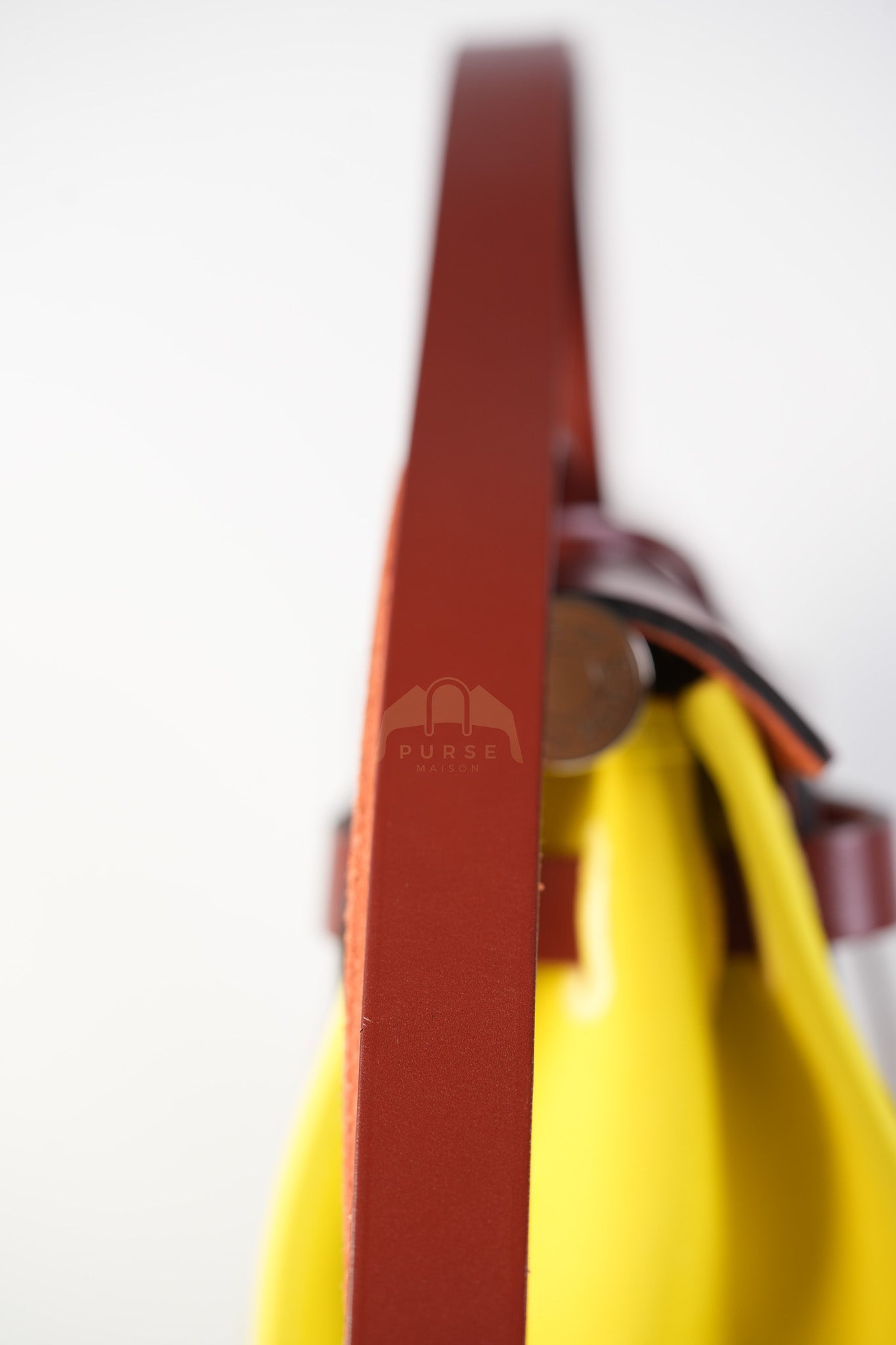 Herbag 31 in Yellow Green Leather & Palladium Hardware Stamp A (2017) | Purse Maison Luxury Bags Shop