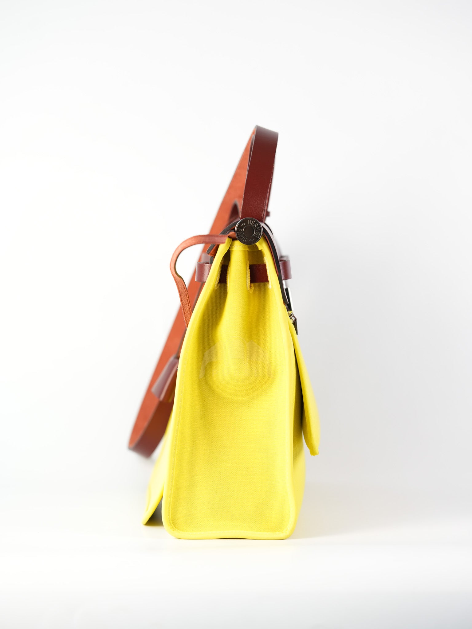 Herbag 31 in Yellow Green Leather & Palladium Hardware Stamp A (2017) | Purse Maison Luxury Bags Shop