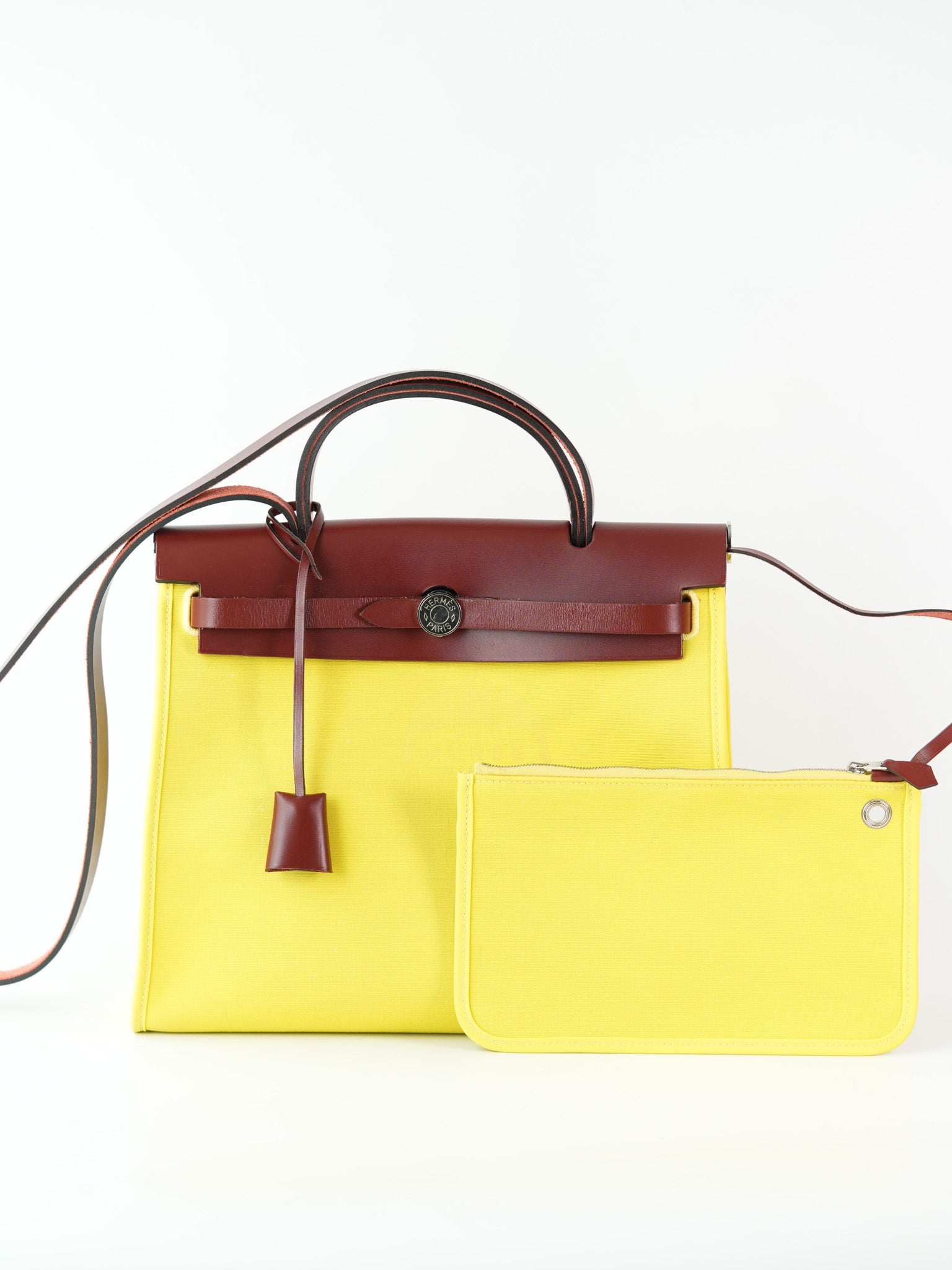 Herbag 31 in Yellow Green Leather & Palladium Hardware Stamp A (2017) | Purse Maison Luxury Bags Shop