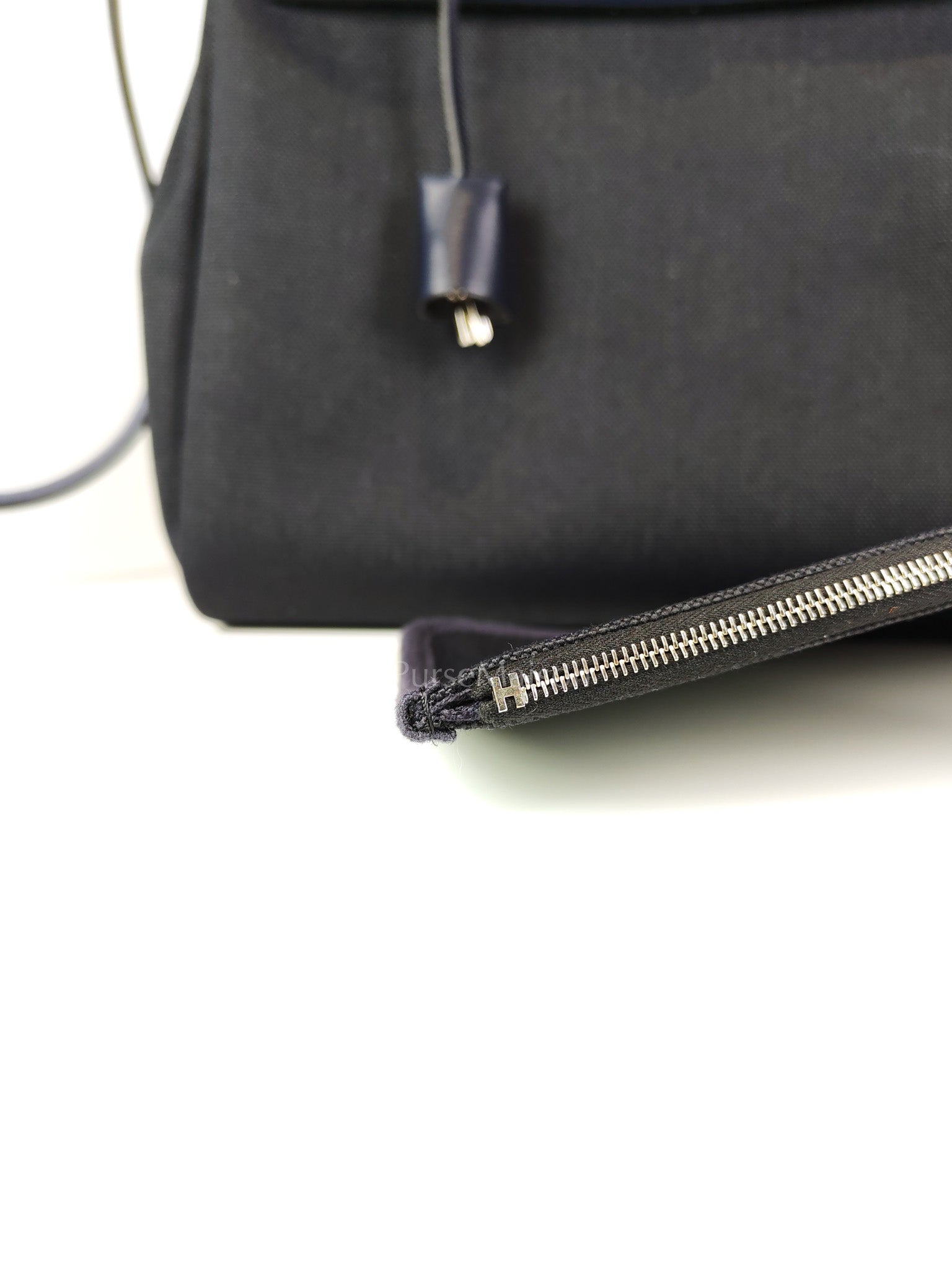 Herbag 31 Military Canvas/Hunter Cowhide in Black/Blue Indigo and Palladium Hardware Stamp B (2023) | Purse Maison Luxury Bags Shop