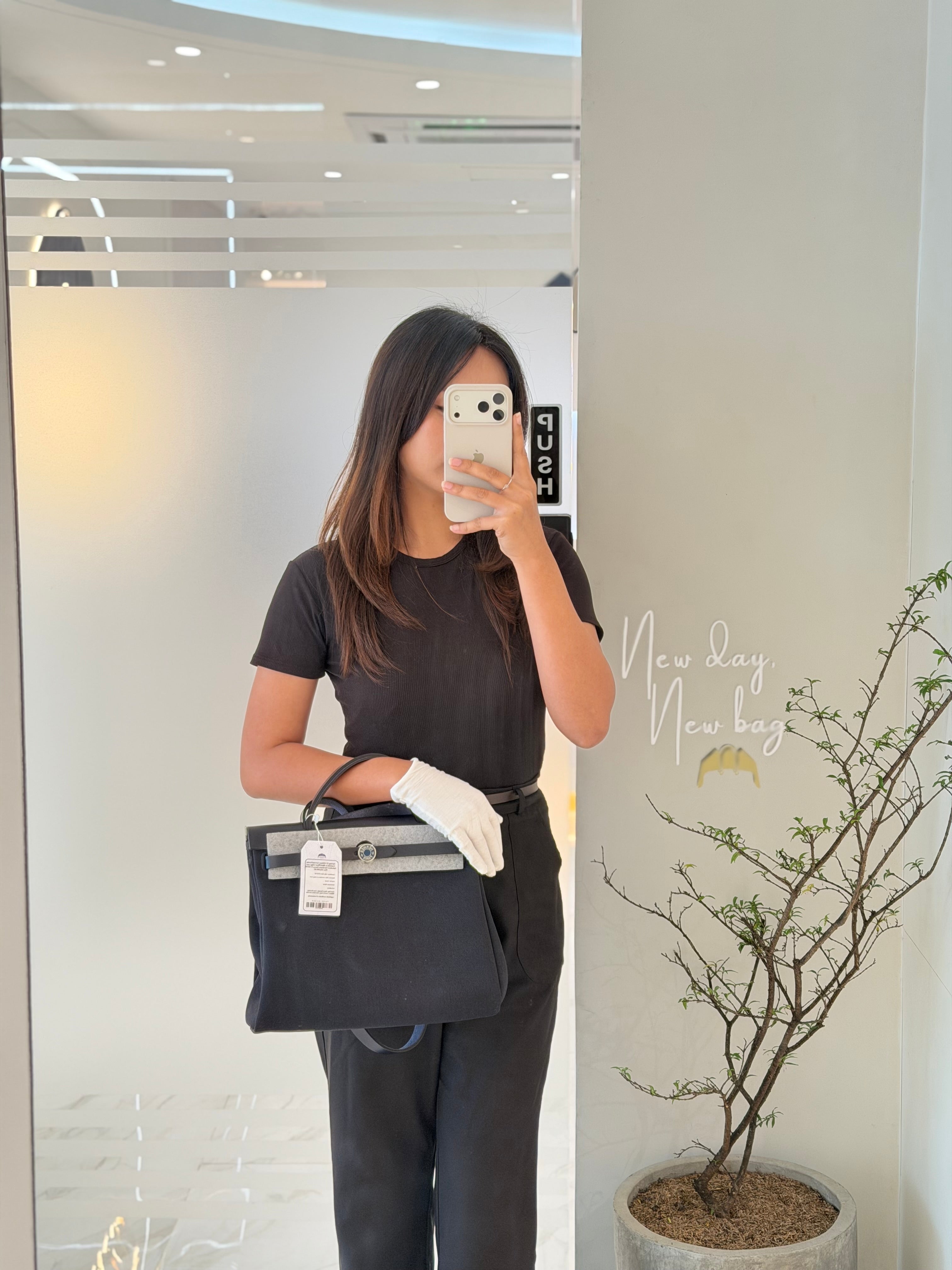 Herbag 31 Military Canvas/Hunter Cowhide in Black/Blue Indigo and Palladium Hardware Stamp B (2023) | Purse Maison Luxury Bags Shop