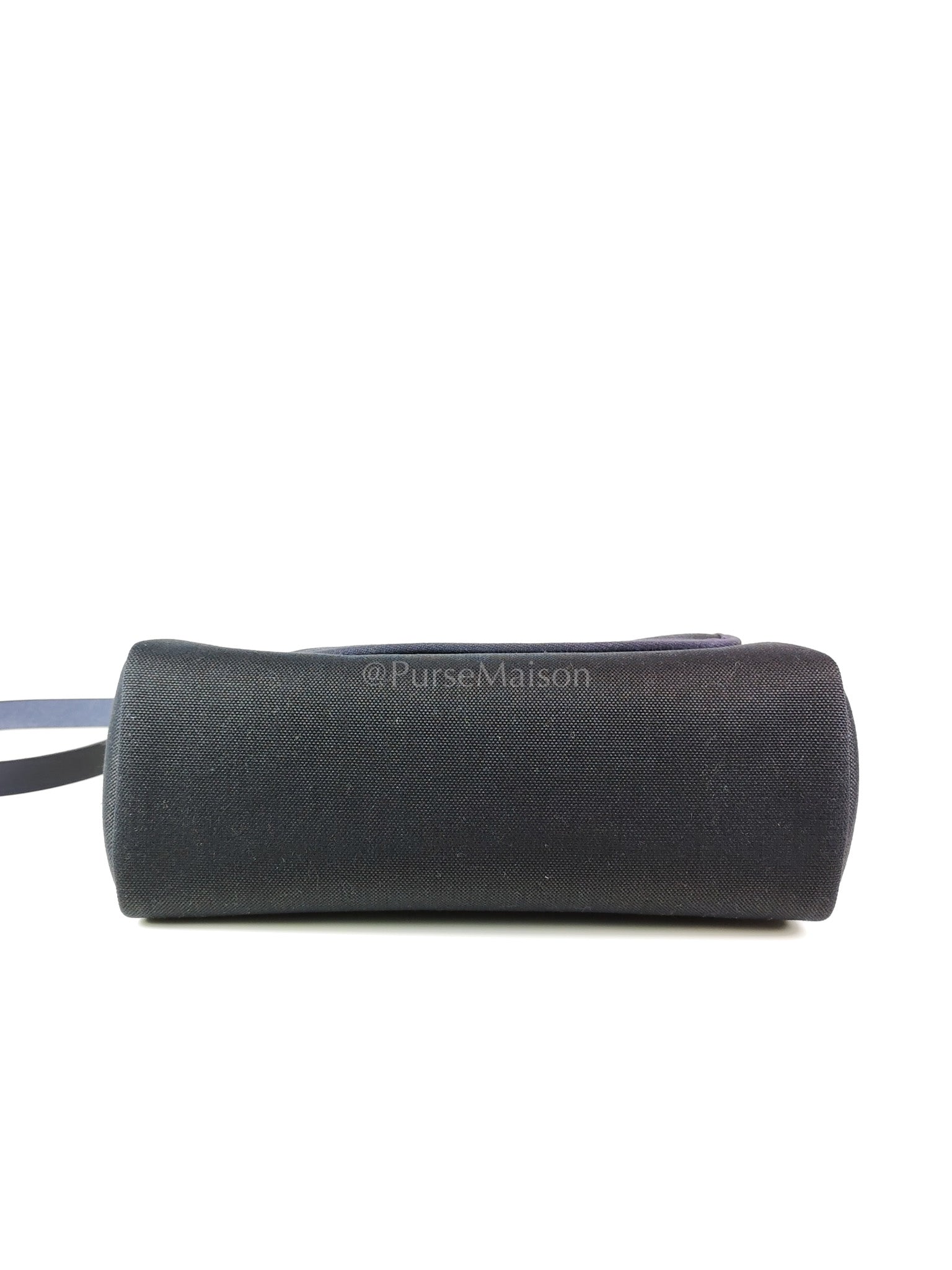 Herbag 31 Military Canvas/Hunter Cowhide in Black/Blue Indigo and Palladium Hardware Stamp B (2023) | Purse Maison Luxury Bags Shop