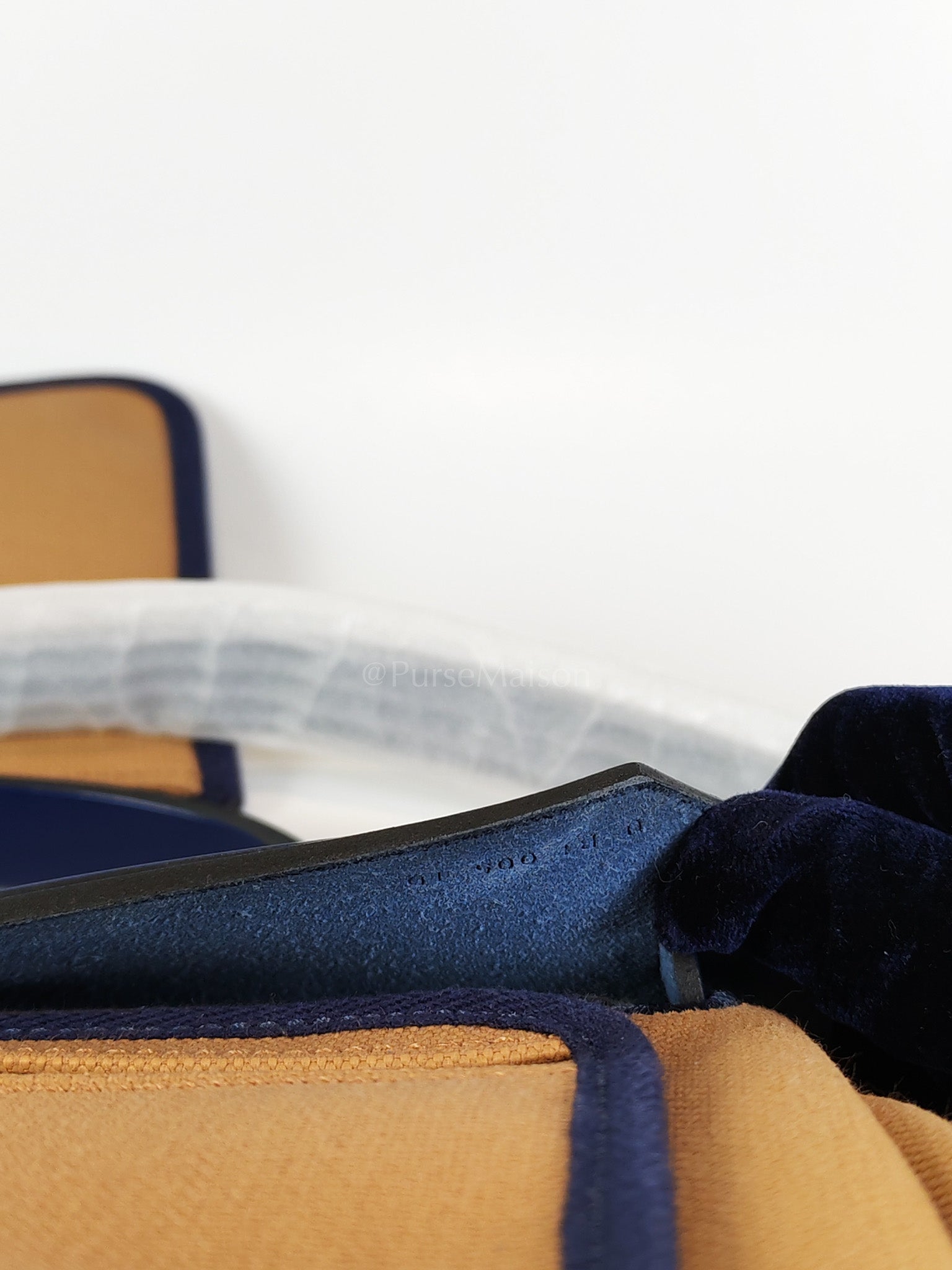 Herbag 31 Retourne in Blue Saphire Leather and Beige Canvas Stamp U (2022) | Purse Maison Luxury Bags Shop