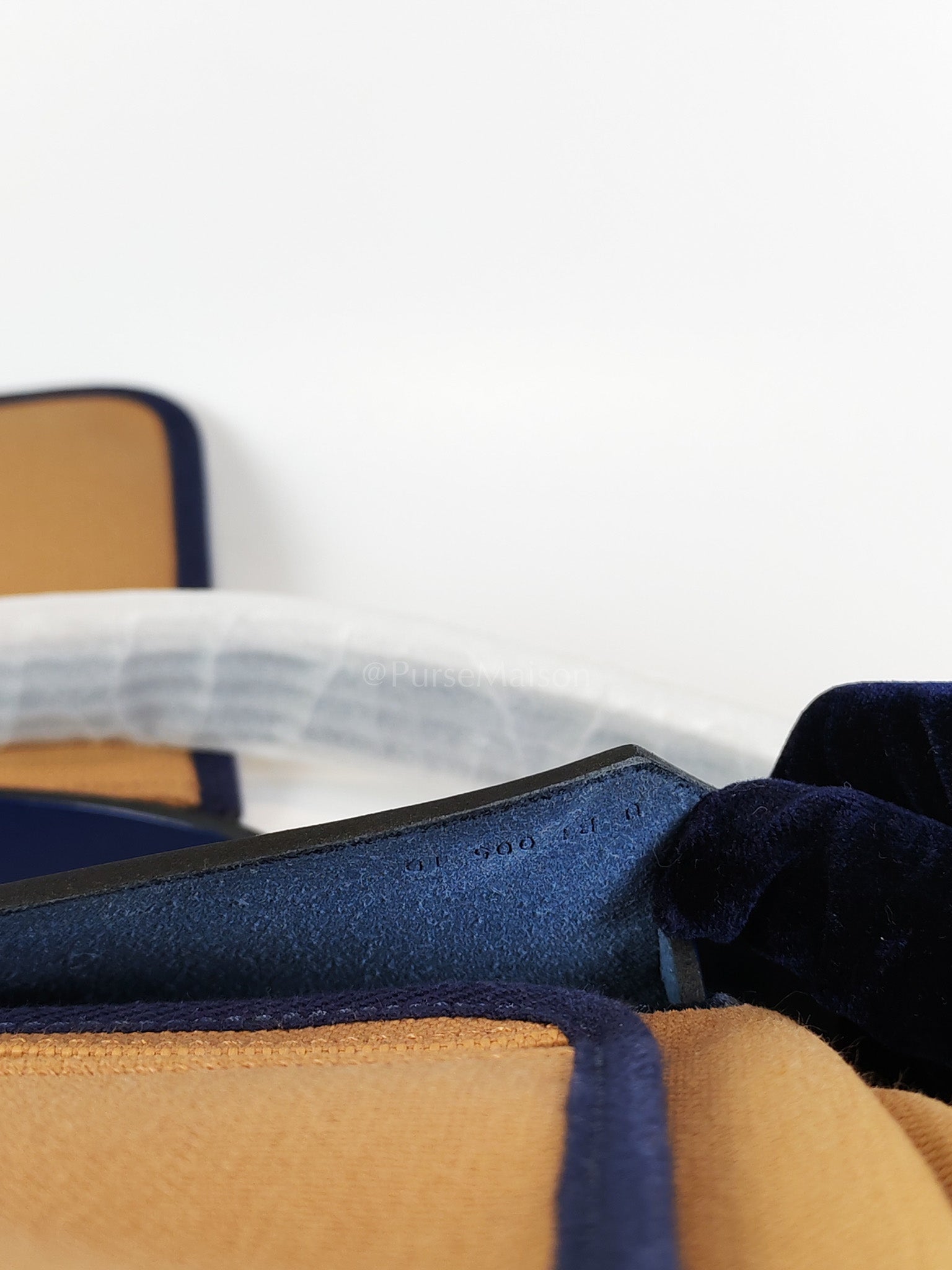 Herbag 31 Retourne in Blue Saphire Leather and Beige Canvas Stamp U (2022) | Purse Maison Luxury Bags Shop