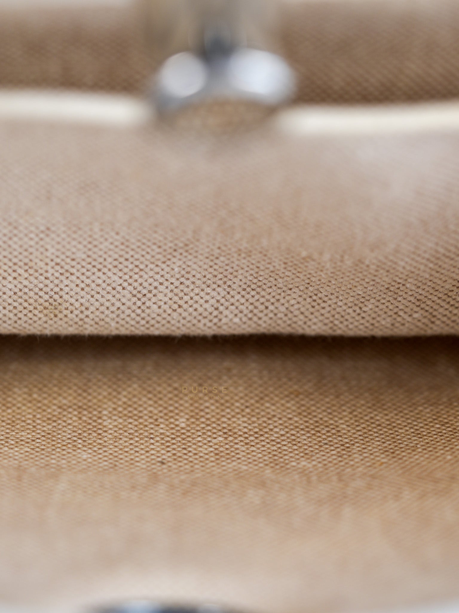 Herbag 31 Vintage Beige and Navy Blue in Palladium Hardware Stamp Square F (2002) | Purse Maison Luxury Bags Shop
