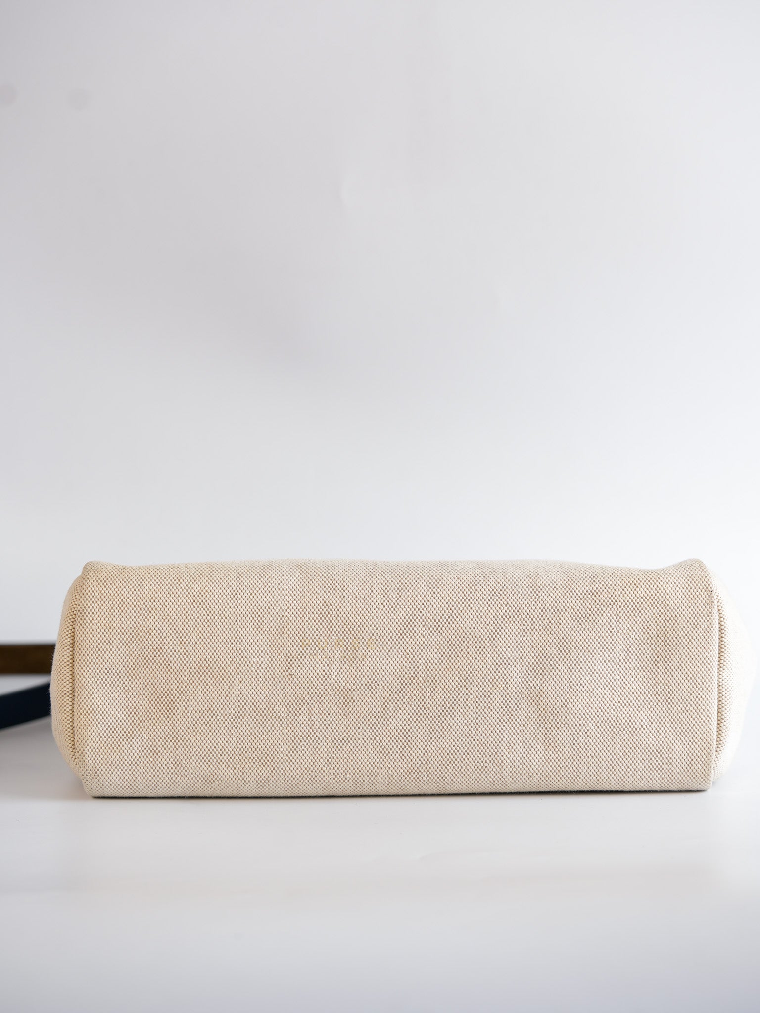 Herbag 31 Vintage Beige and Navy Blue in Palladium Hardware Stamp Square F (2002) | Purse Maison Luxury Bags Shop