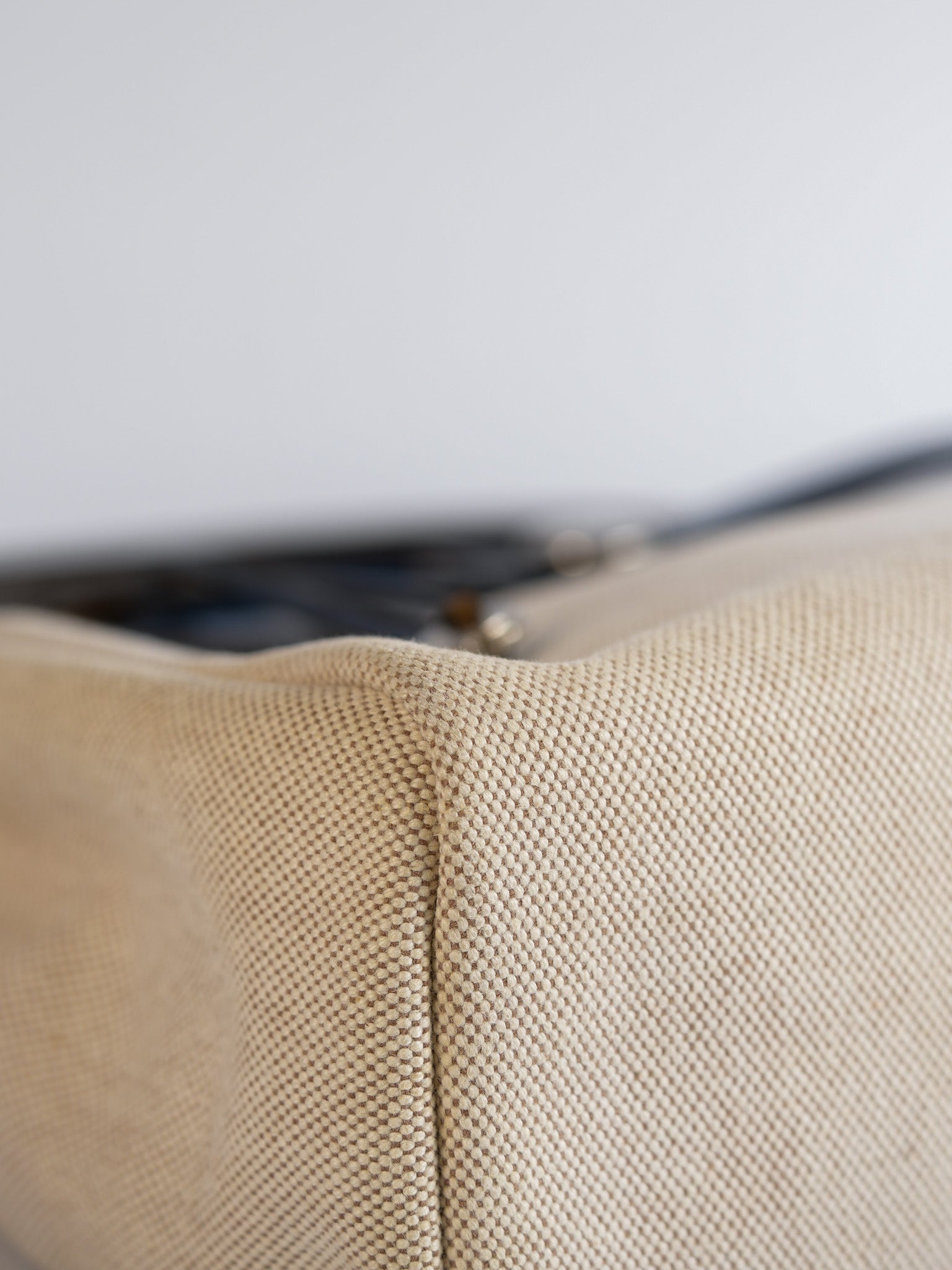 Herbag 31 Vintage Beige and Navy Blue in Palladium Hardware Stamp Square F (2002) | Purse Maison Luxury Bags Shop