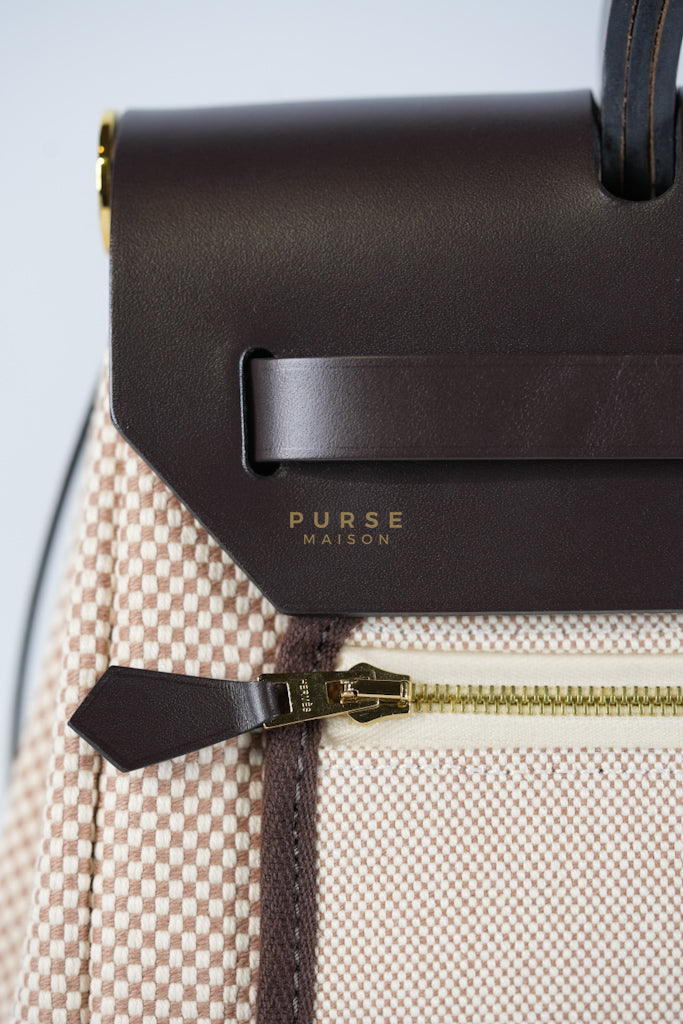 Herbag 31 Zip in Ebene/Ecru/Beige Vache Hunter Criss Viking and Gold Hardware Stamp B (2023) | Purse Maison Luxury Bags Shop