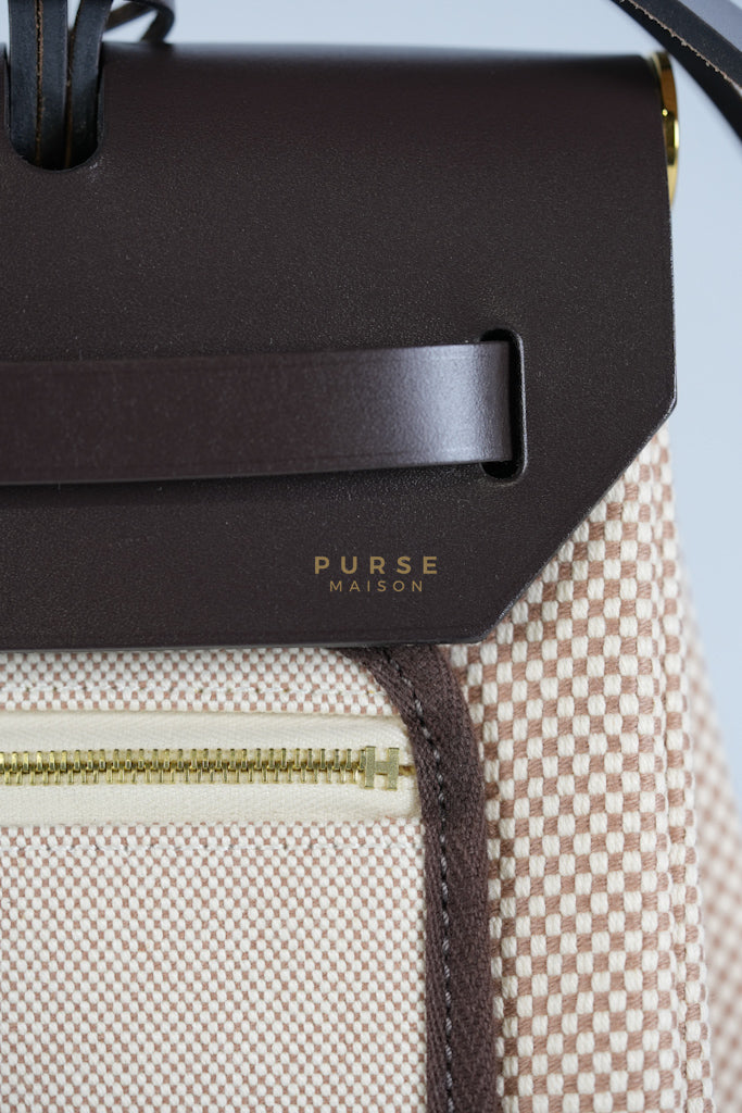 Herbag 31 Zip in Ebene/Ecru/Beige Vache Hunter Criss Viking and Gold Hardware Stamp B (2023) | Purse Maison Luxury Bags Shop