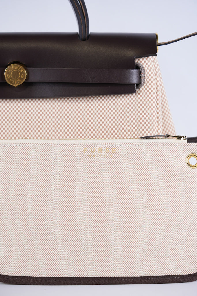 Herbag 31 Zip in Ebene/Ecru/Beige Vache Hunter Criss Viking and Gold Hardware Stamp B (2023) | Purse Maison Luxury Bags Shop