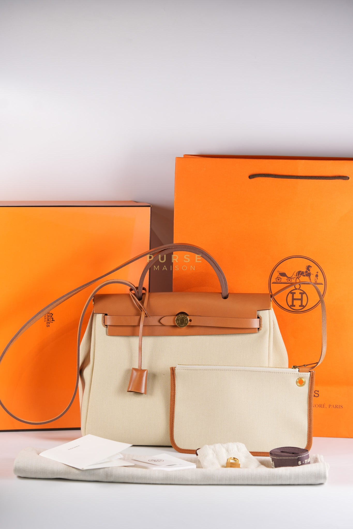 Herbag Zip 31 in Toile militaries/Vache Hunter Beton/Fauve & Gold Hardware Stamp U (2022) | Purse Maison Luxury Bags Shop