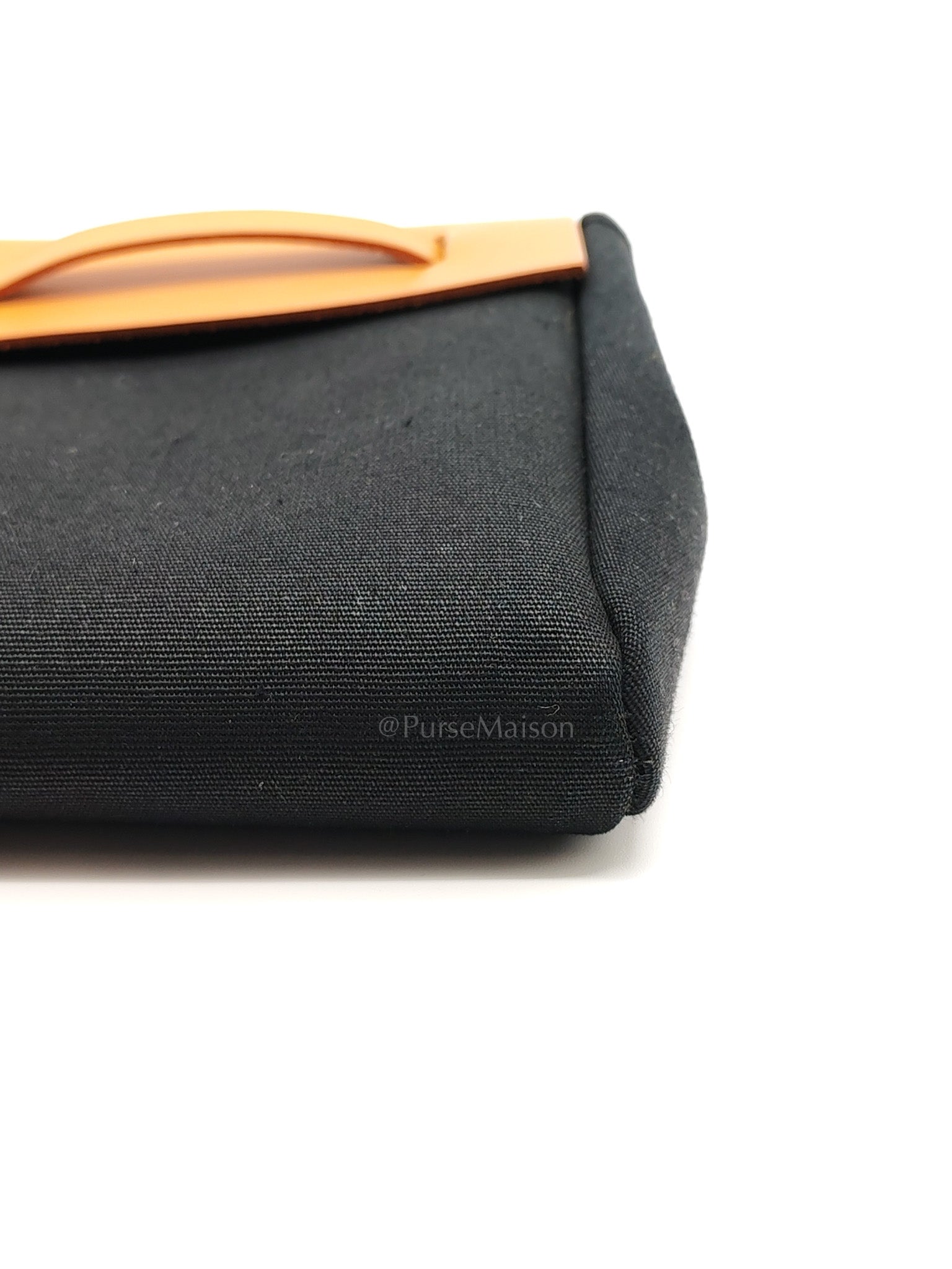 Herbag Clutch in Black Canvas Stamp C (2018) | Purse Maison Luxury Bags Shop