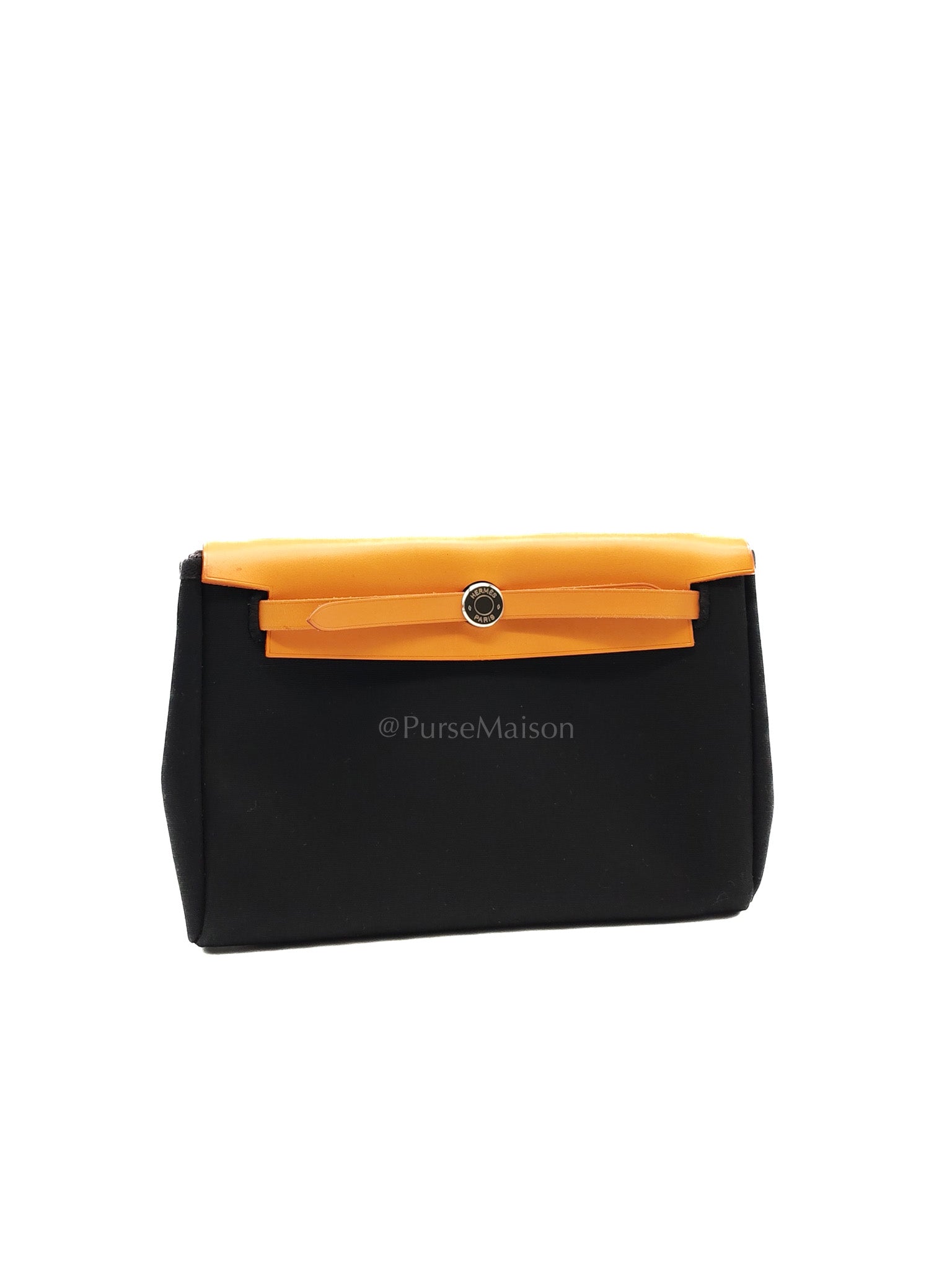 Herbag Clutch in Black Canvas Stamp C (2018) | Purse Maison Luxury Bags Shop
