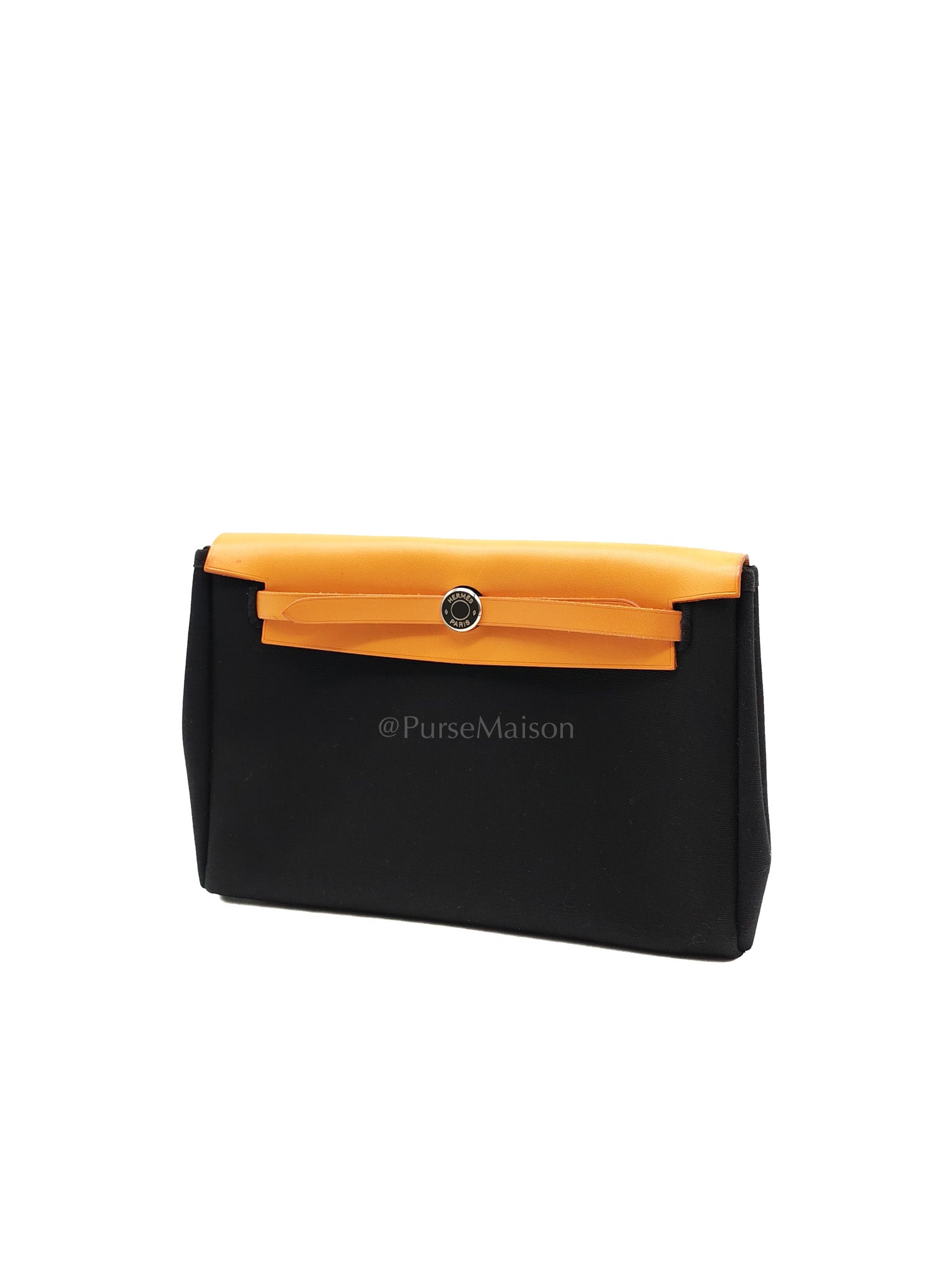 Herbag Clutch in Black Canvas Stamp C (2018) | Purse Maison Luxury Bags Shop