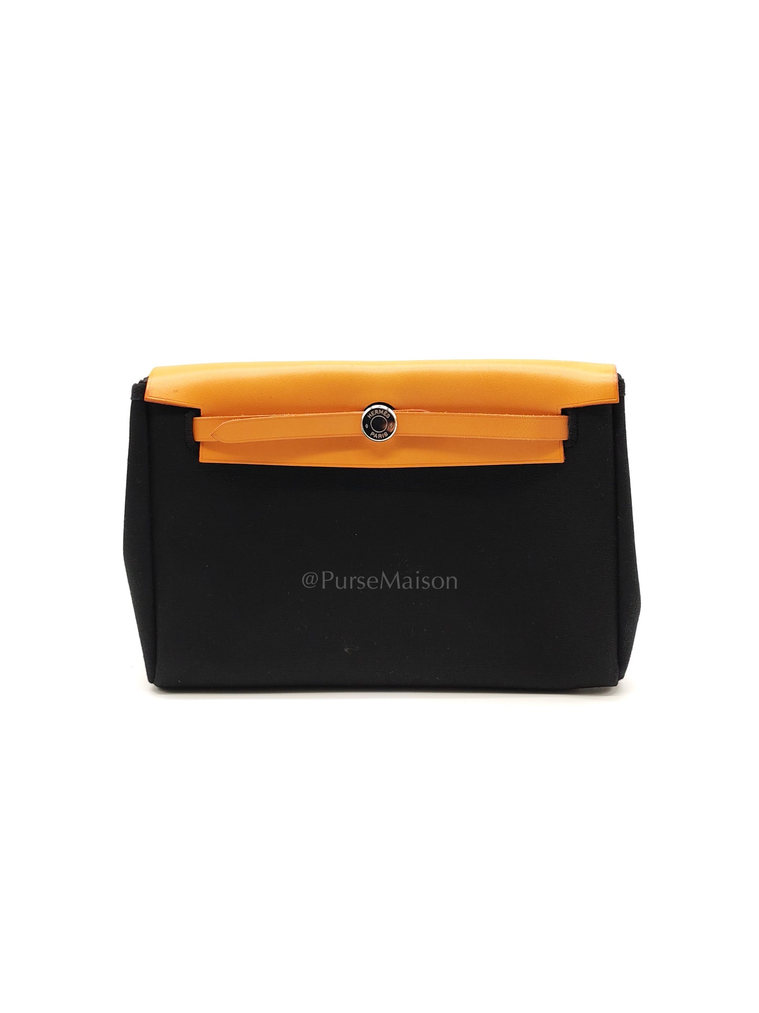 Herbag Clutch in Black Canvas Stamp C (2018) | Purse Maison Luxury Bags Shop