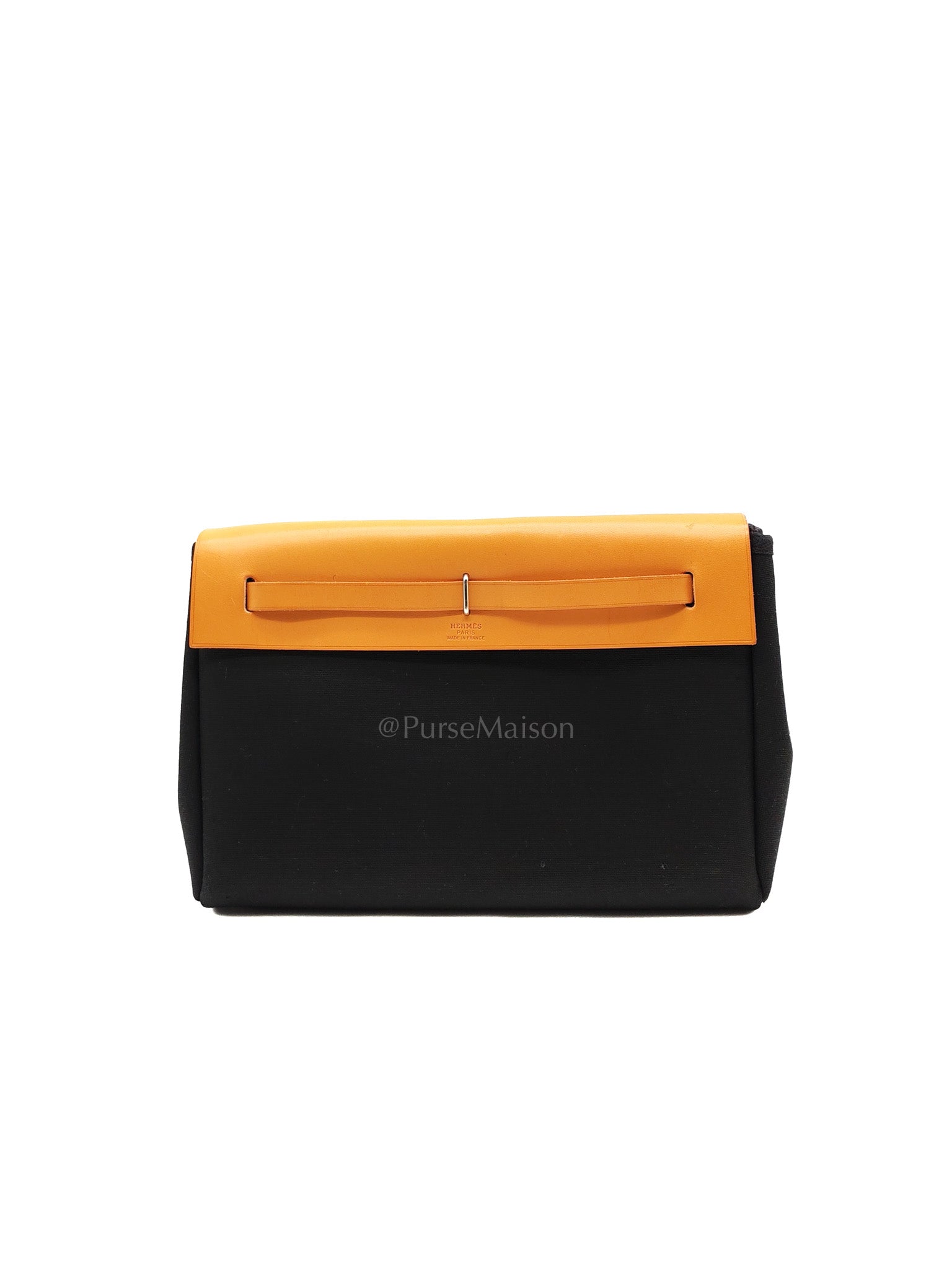 Herbag Clutch in Black Canvas Stamp C (2018) | Purse Maison Luxury Bags Shop