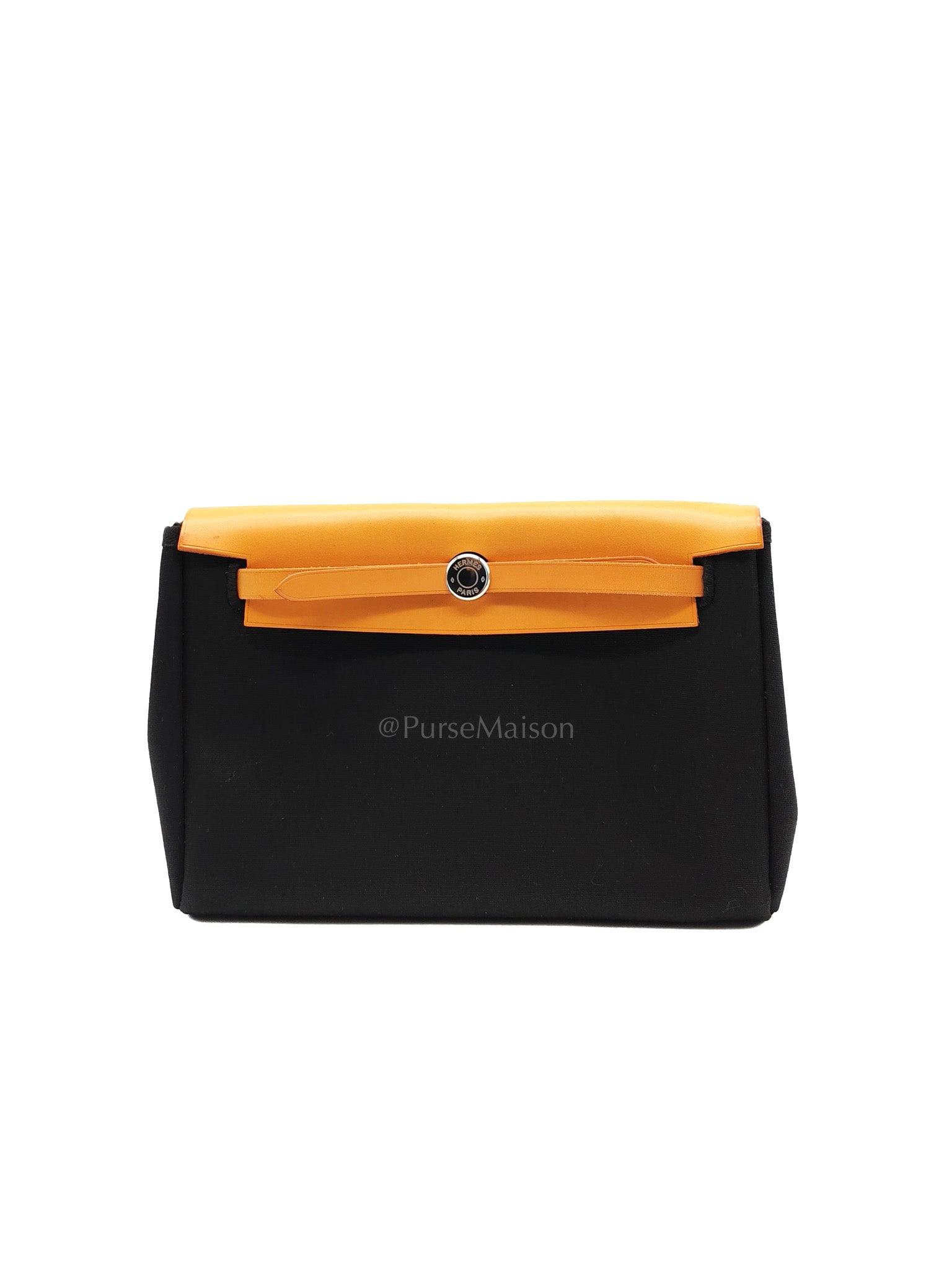 Herbag Clutch in Black Canvas Stamp C (2018) | Purse Maison Luxury Bags Shop