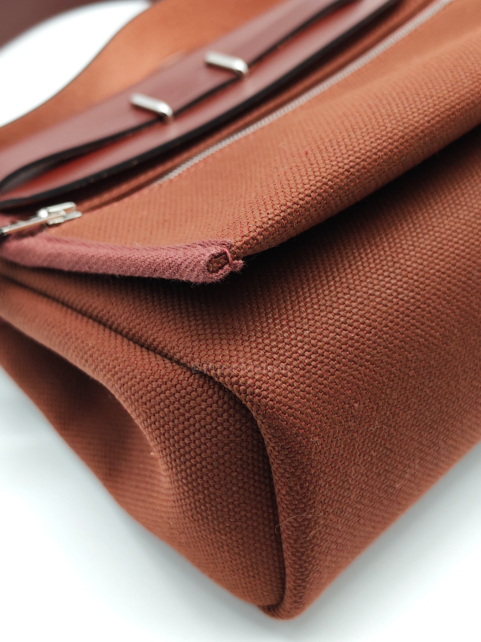 Herbag Mini in Rouge Canvas and Palladium Hardware Stamp K(2025) | Purse Maison Luxury Bags Shop