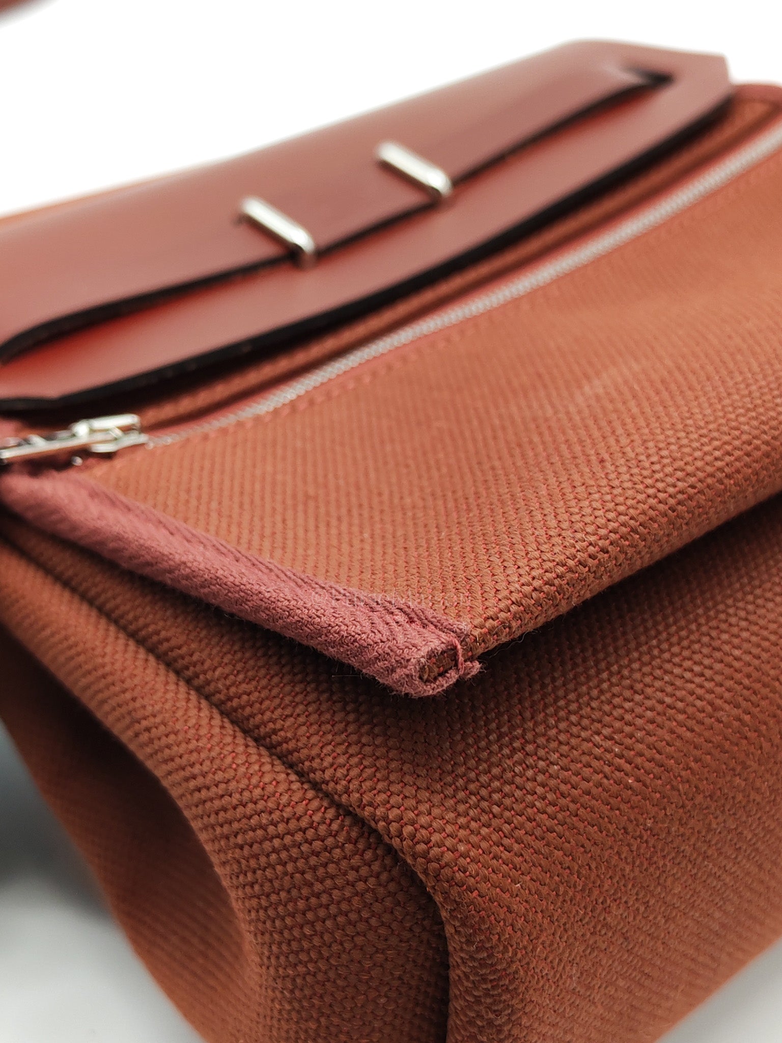 Herbag Mini in Rouge Canvas and Palladium Hardware Stamp K(2025) | Purse Maison Luxury Bags Shop