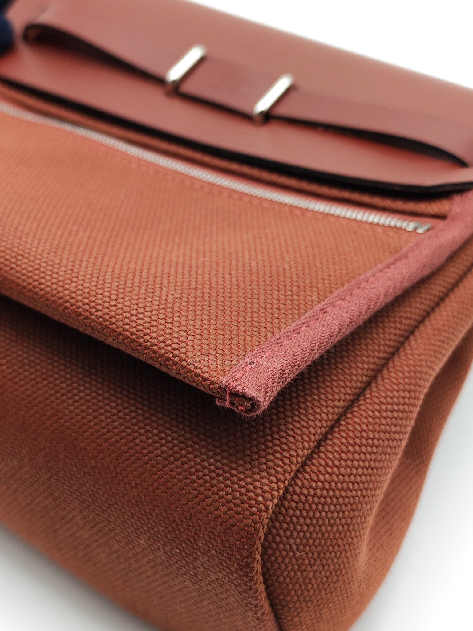 Herbag Mini in Rouge Canvas and Palladium Hardware Stamp K(2025) | Purse Maison Luxury Bags Shop