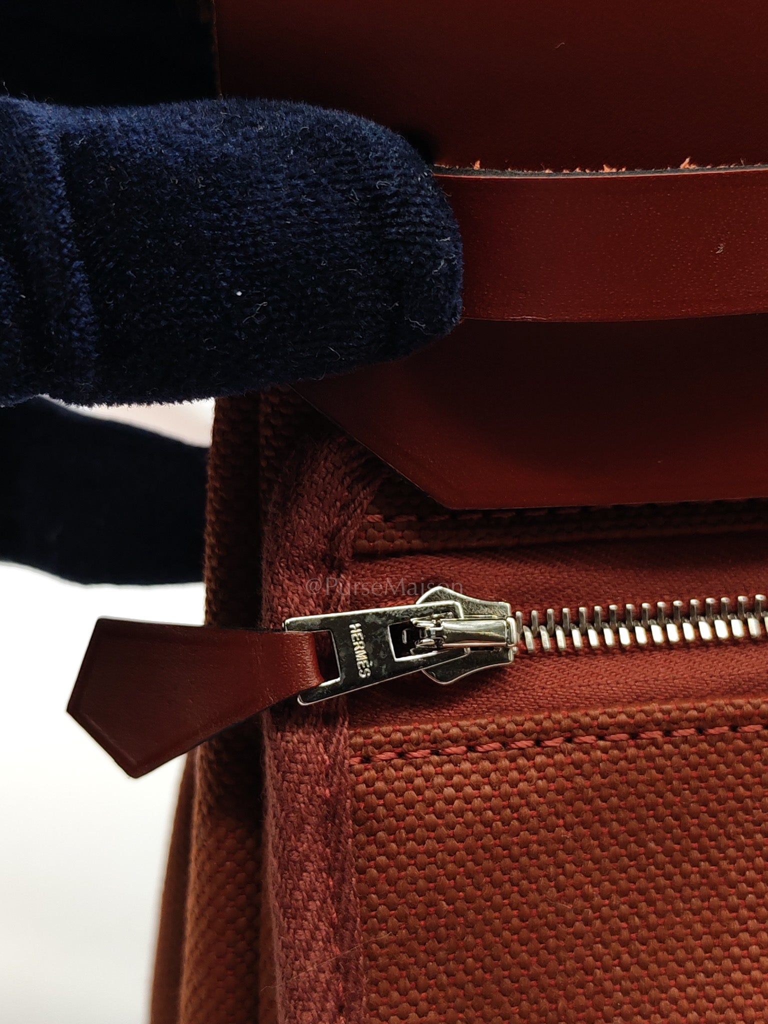Herbag Mini in Rouge Canvas and Palladium Hardware Stamp K(2025) | Purse Maison Luxury Bags Shop