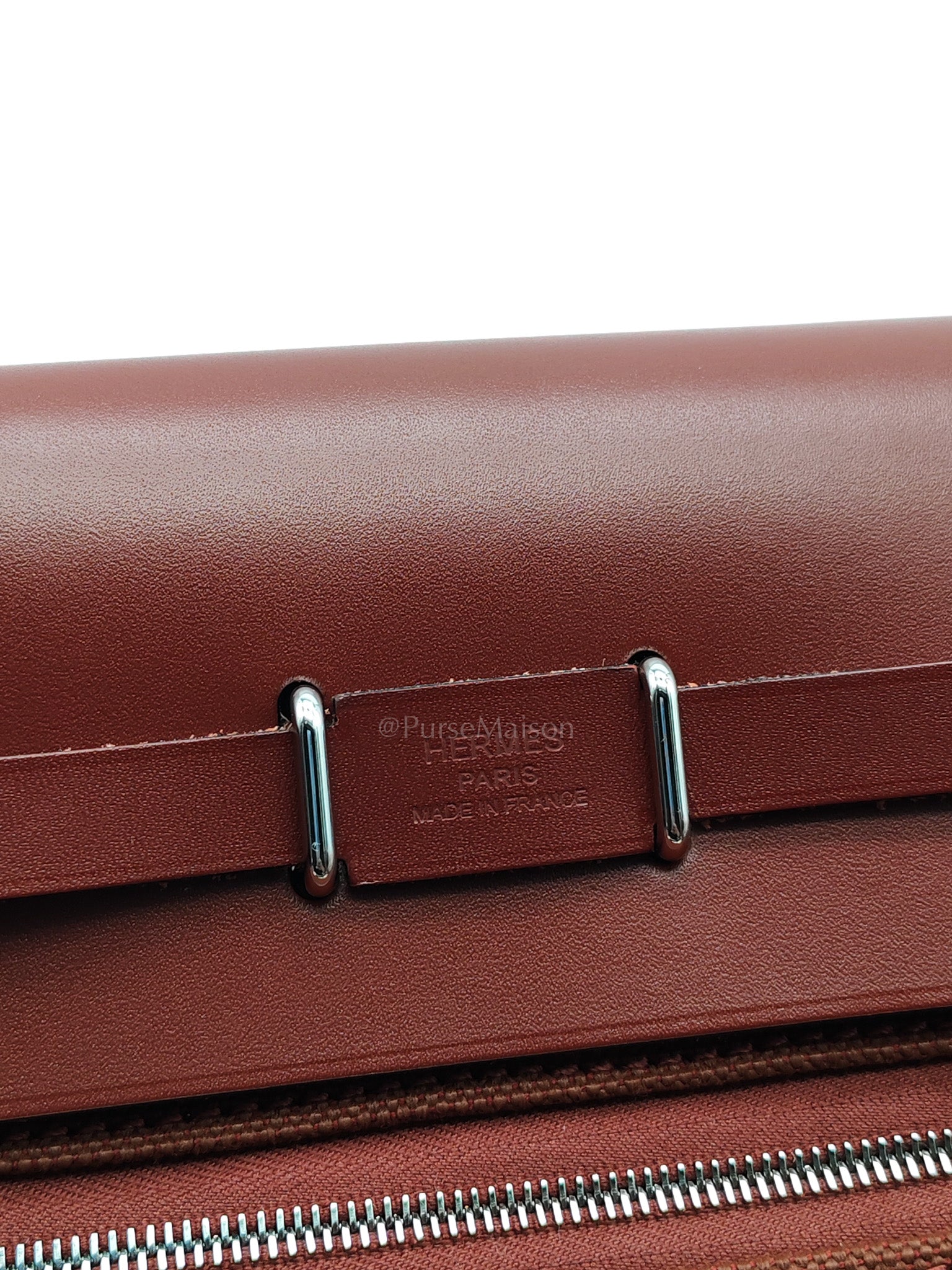 Herbag Mini in Rouge Canvas and Palladium Hardware Stamp K(2025) | Purse Maison Luxury Bags Shop
