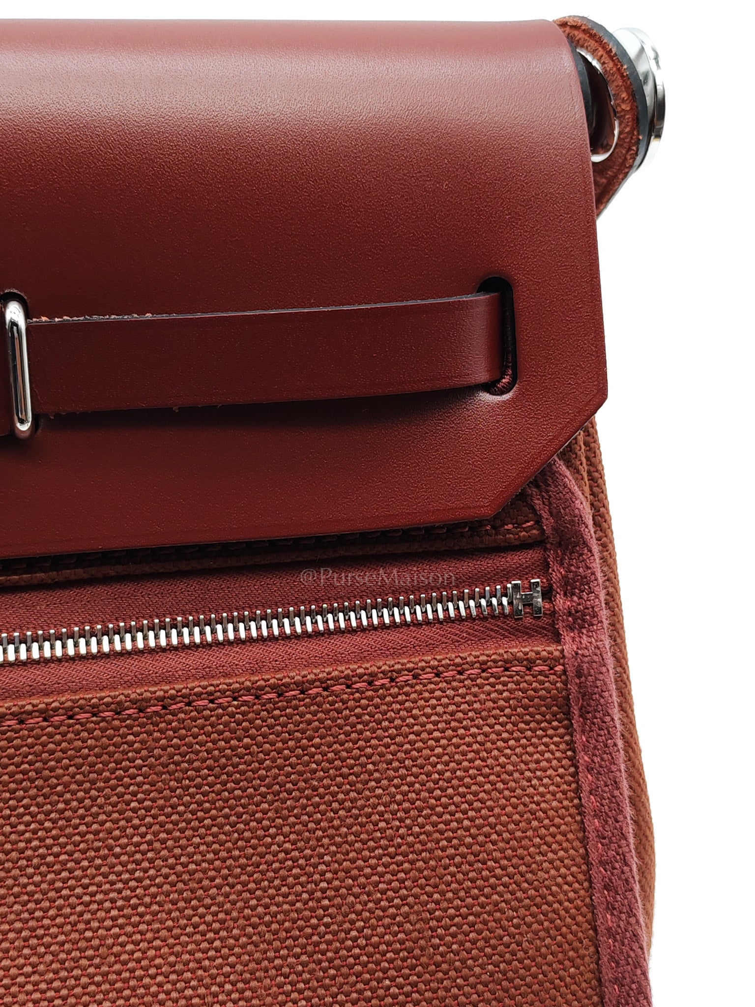 Herbag Mini in Rouge Canvas and Palladium Hardware Stamp K(2025) | Purse Maison Luxury Bags Shop