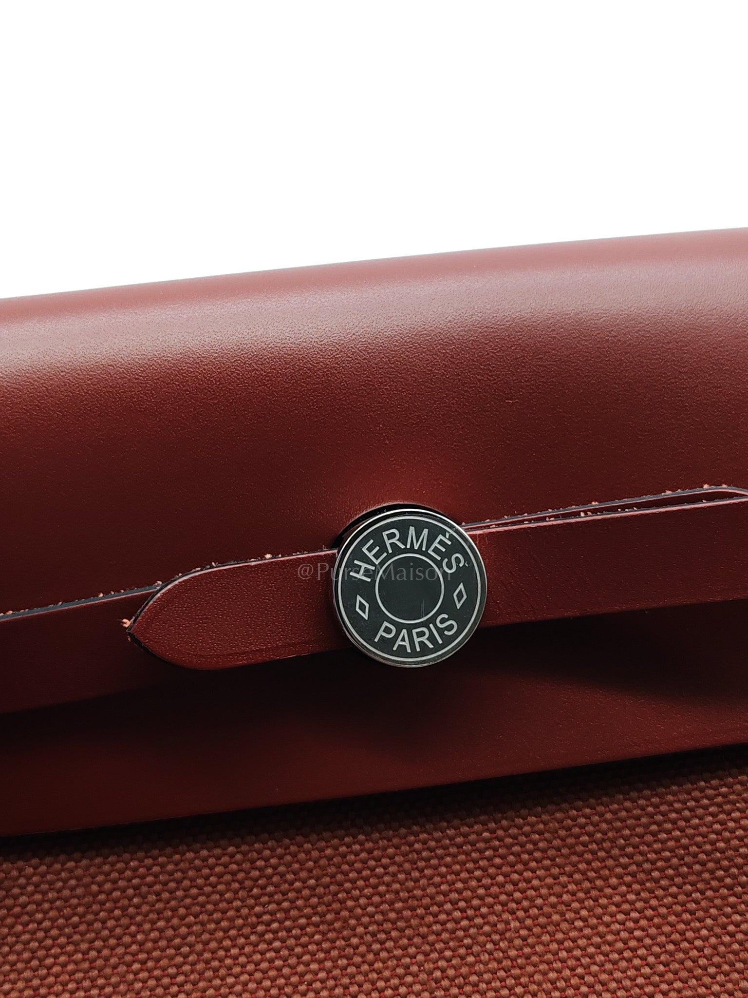 Herbag Mini in Rouge Canvas and Palladium Hardware Stamp K(2025) | Purse Maison Luxury Bags Shop
