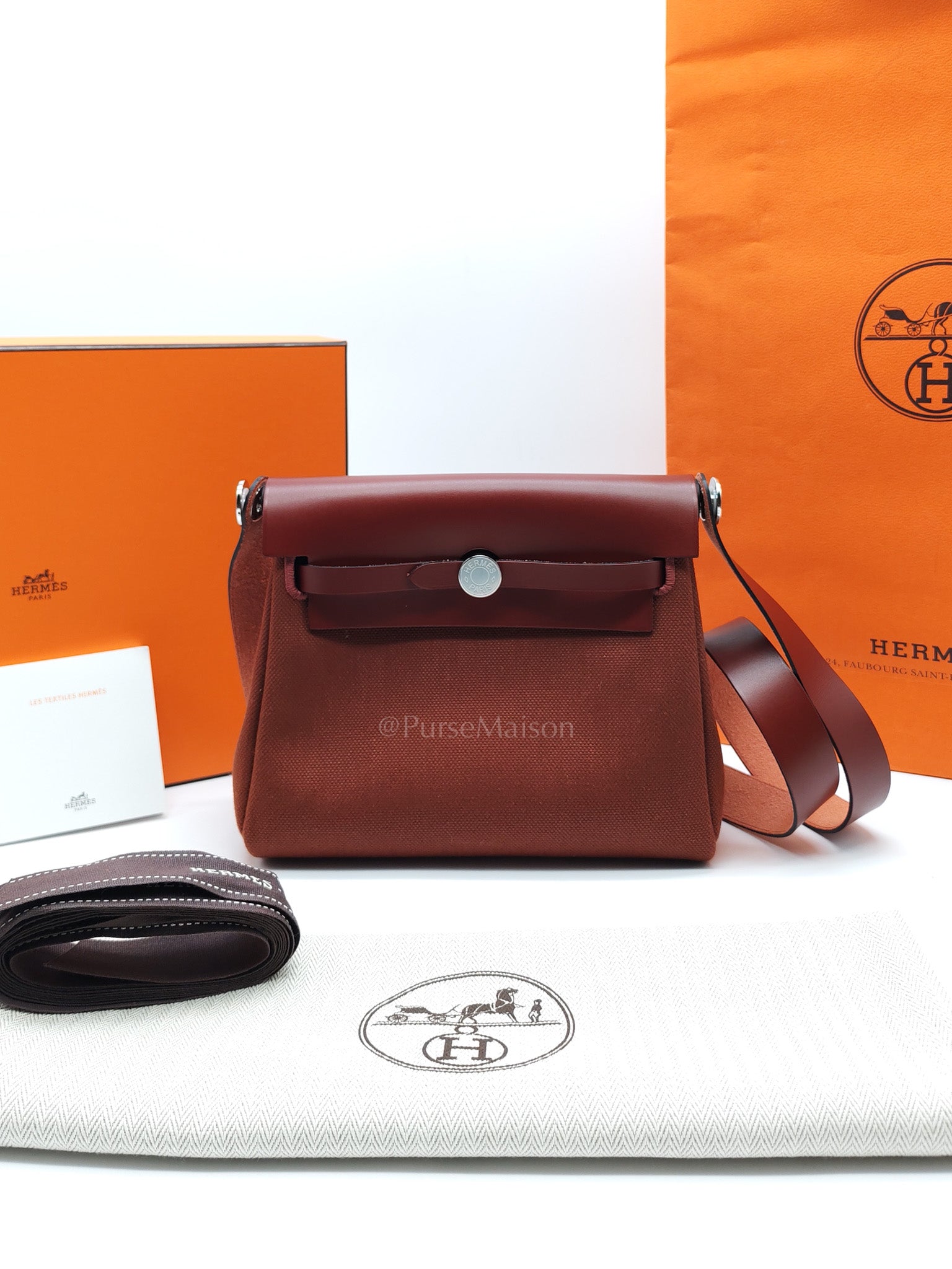Herbag Mini in Rouge Canvas and Palladium Hardware Stamp K(2025) | Purse Maison Luxury Bags Shop