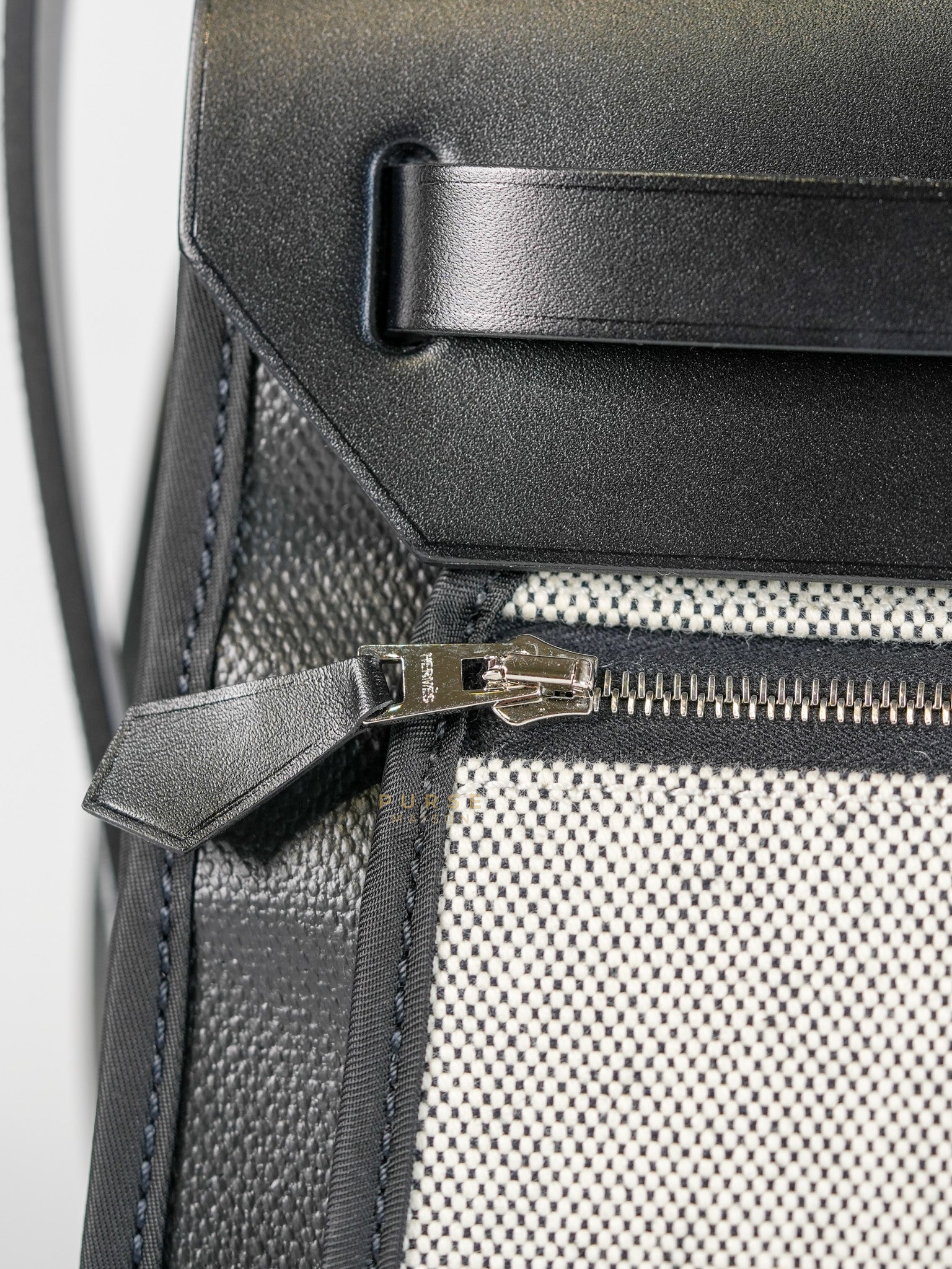 Herbag Zip 31 Black Ecru in Palladium Hardware Stamp W (2024) | Purse Maison Luxury Bags Shop