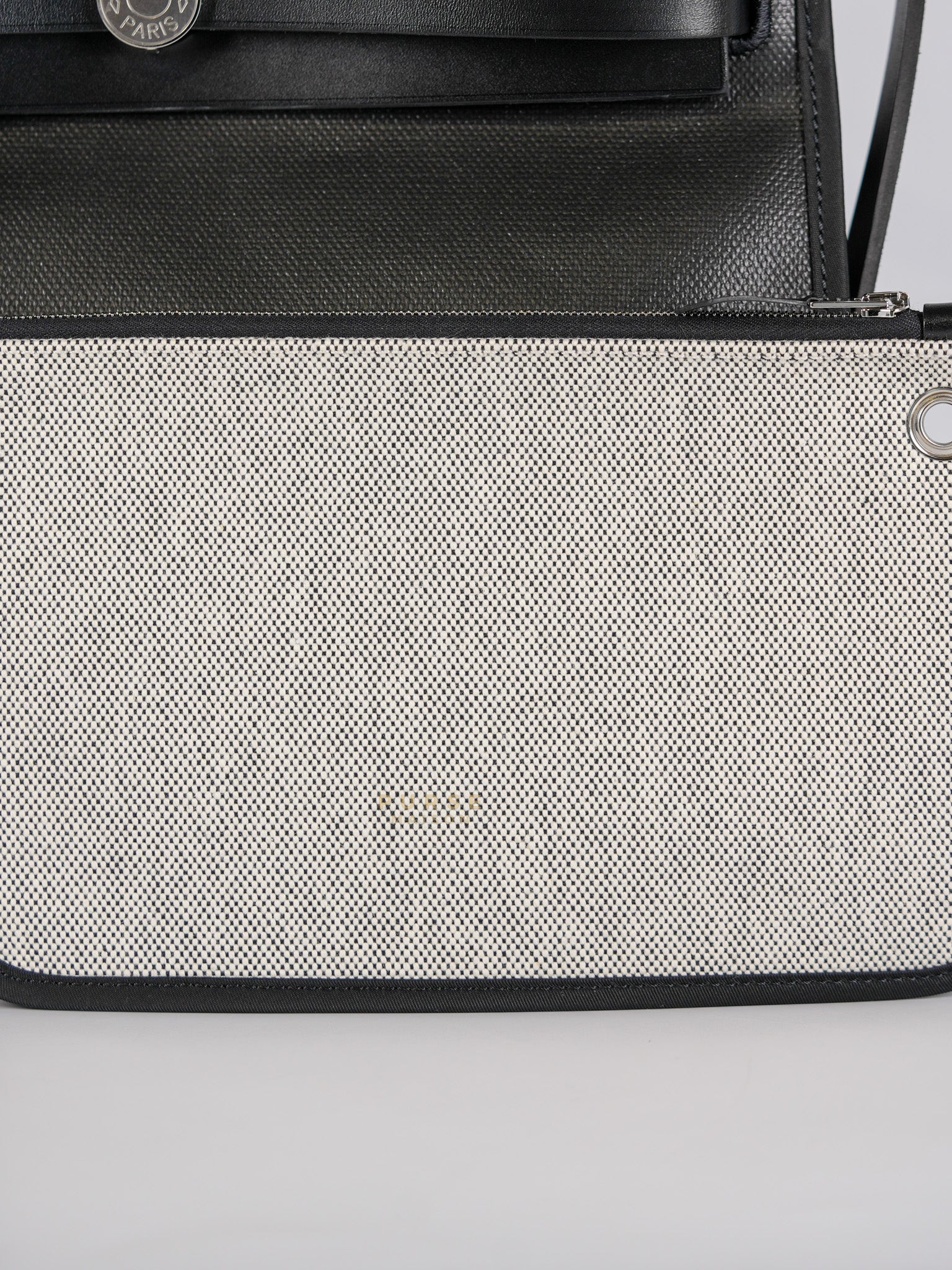 Herbag Zip 31 Black Ecru in Palladium Hardware Stamp W (2024) | Purse Maison Luxury Bags Shop