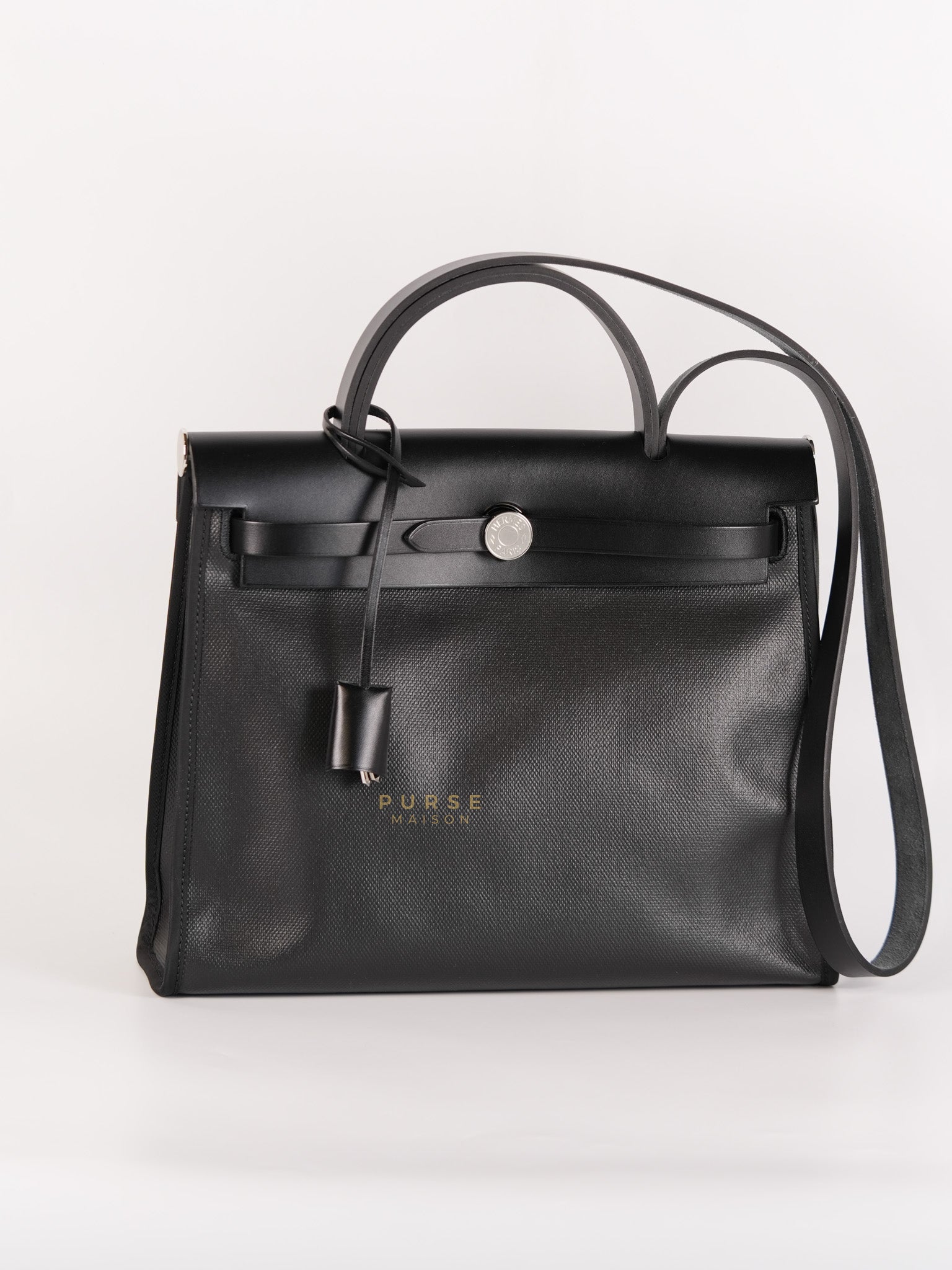 Herbag Zip 31 Black Ecru in Palladium Hardware Stamp W (2024) | Purse Maison Luxury Bags Shop