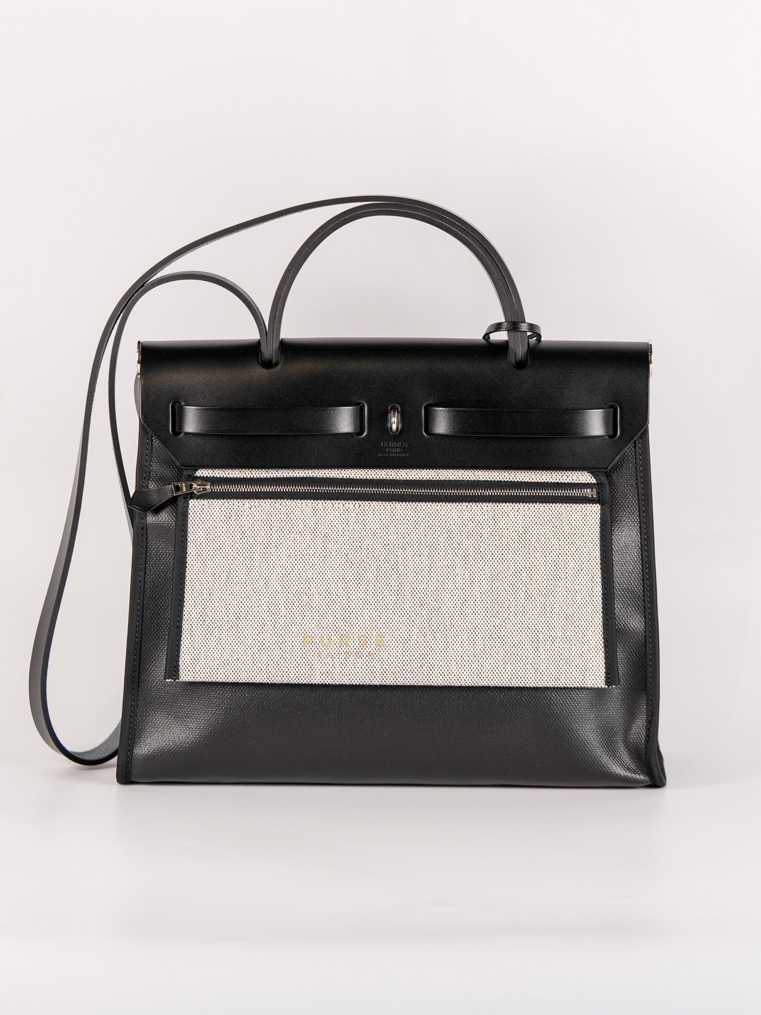Herbag Zip 31 Black Ecru in Palladium Hardware Stamp W (2024) | Purse Maison Luxury Bags Shop