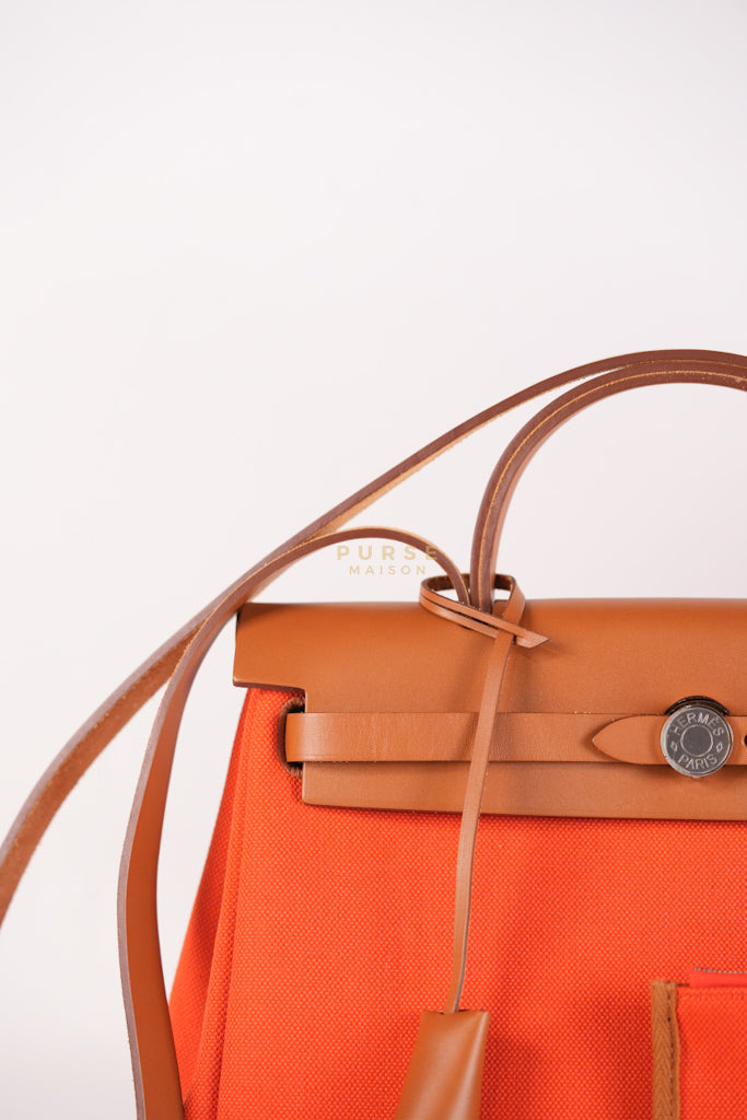 Herbag Zip 31 Capucine Toile H Berline Vache Fauve Hunter Naturel Palladium Hardware Stamp B (2023) | Purse Maison Luxury Bags Shop