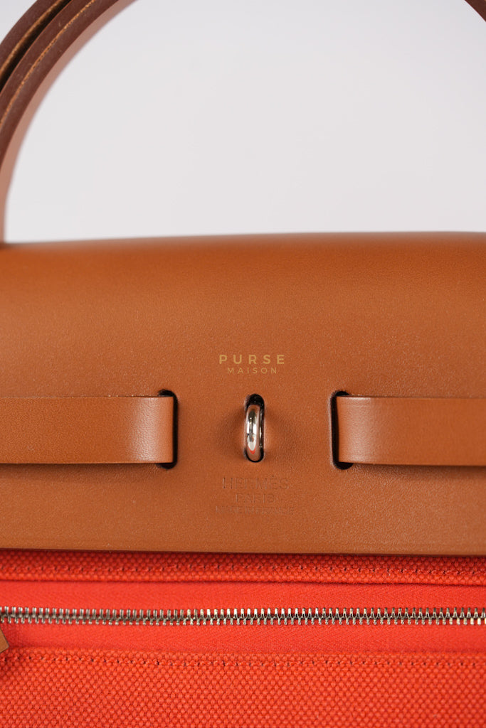 Herbag Zip 31 Capucine Toile H Berline Vache Fauve Hunter Naturel Palladium Hardware Stamp B (2023) | Purse Maison Luxury Bags Shop