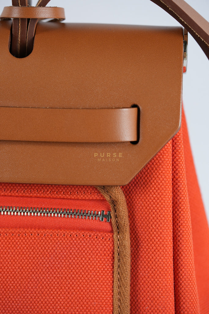 Herbag Zip 31 Capucine Toile H Berline Vache Fauve Hunter Naturel Palladium Hardware Stamp B (2023) | Purse Maison Luxury Bags Shop