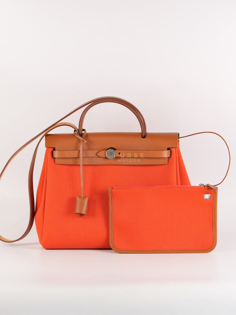 Herbag Zip 31 Capucine Toile H Berline Vache Fauve Hunter Naturel Palladium Hardware Stamp B (2023) | Purse Maison Luxury Bags Shop