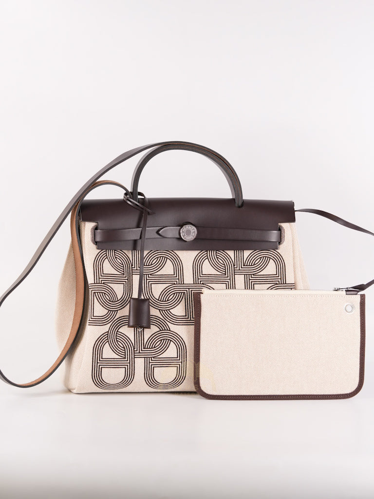 Herbag Zip 31 Chaine d'Ancre Canvas Ebene in Palladium Hardware Stamp U (2022) | Purse Maison Luxury Bags Shop